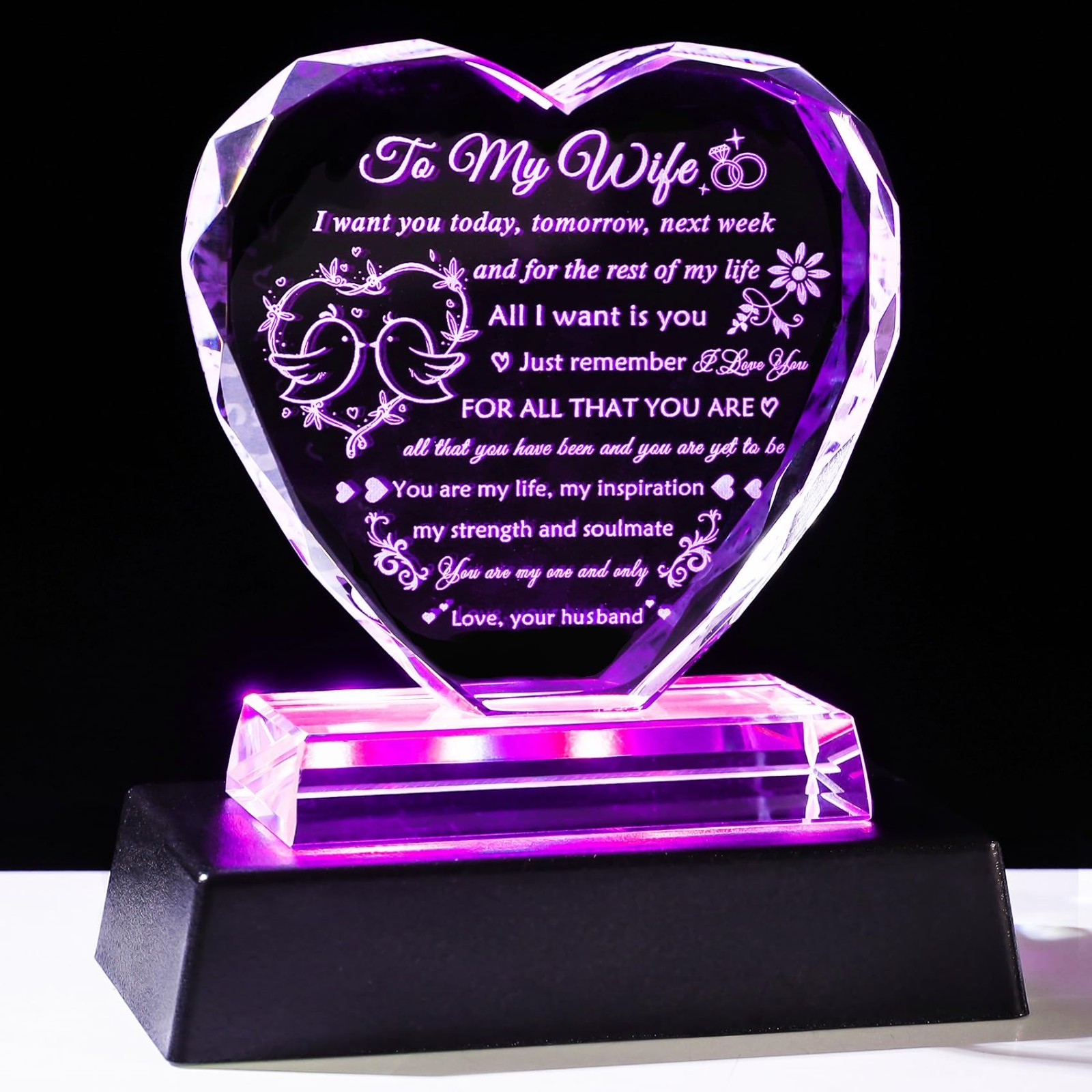 Gifts for Wife from Husband Birthday Gifts for Wife To My Wife Crystal Keepsake