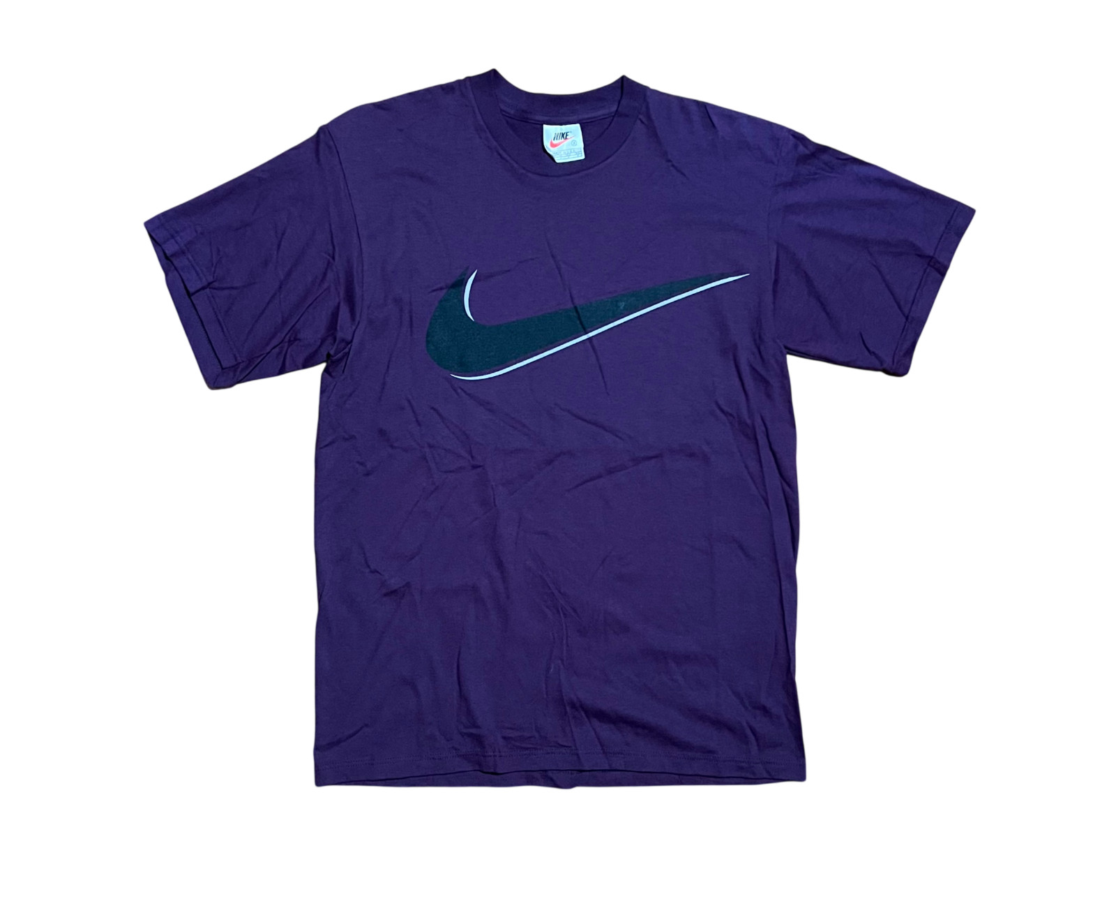 Nike Vintage 90s Big Swoosh Made in USA Purple Graphic T-Shirt, Men\'s Medium