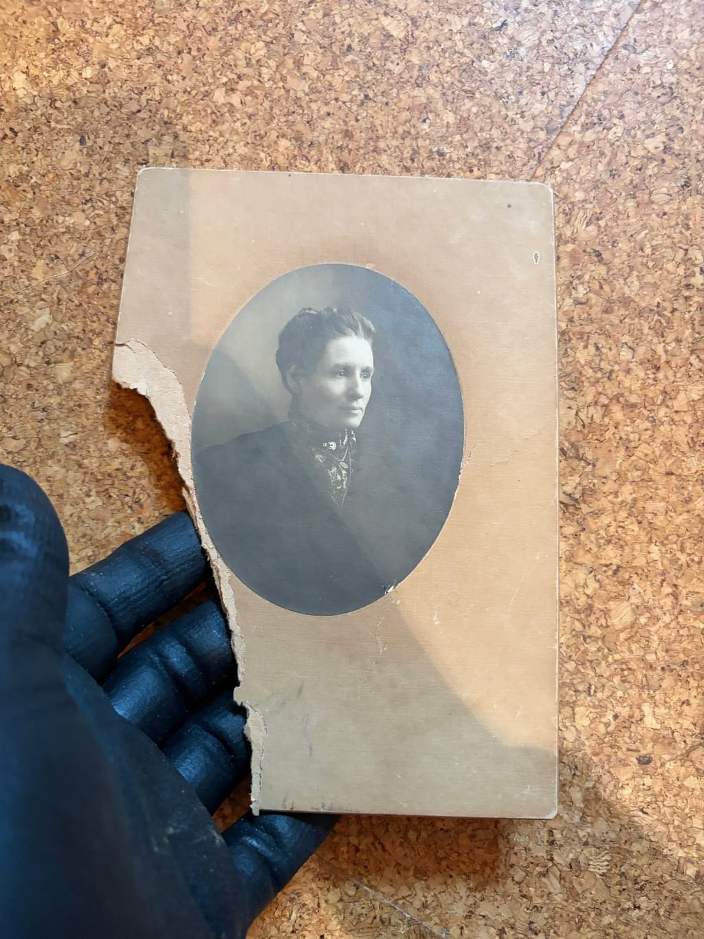 Antique Sepia-Toned Portrait Photograph on Paper, Brown & Black