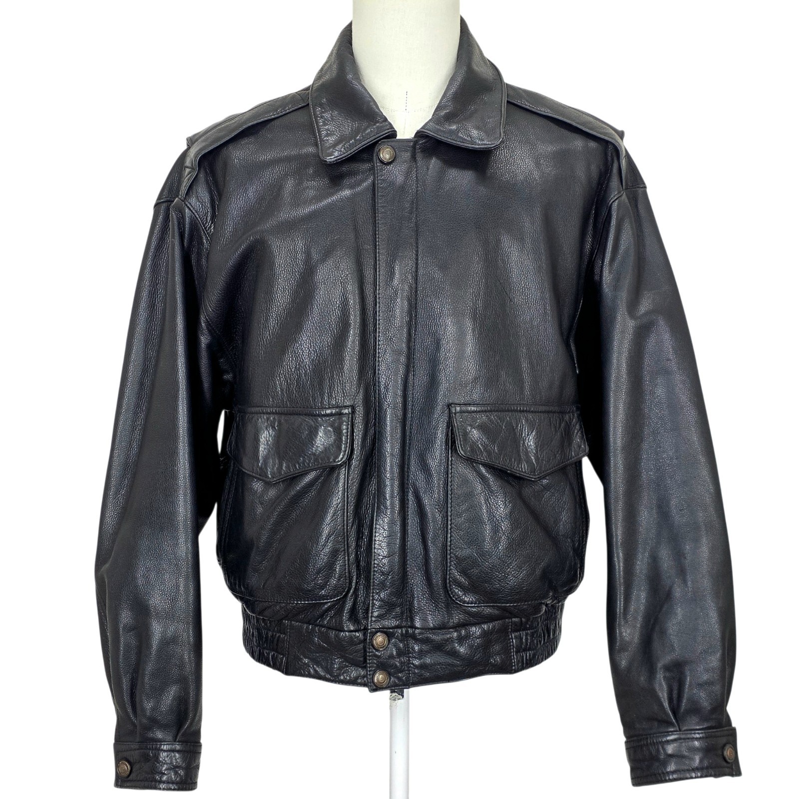 Vintage Wilsons Adventure Bound Mens L Leather Bomber Map Liner Thinsulate Black