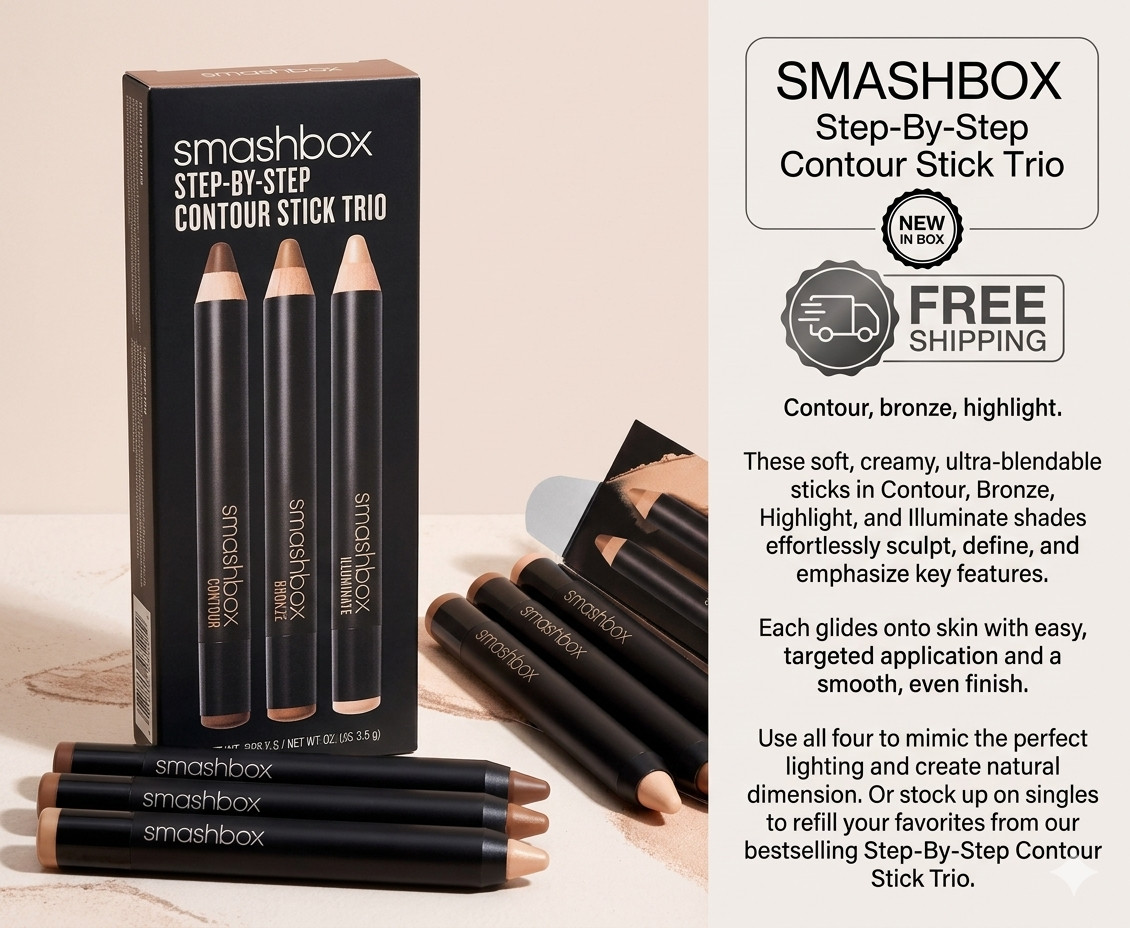 SMASHBOX step-by-step contour stick trio Contour, bronze, highlight NEW IN BOX
