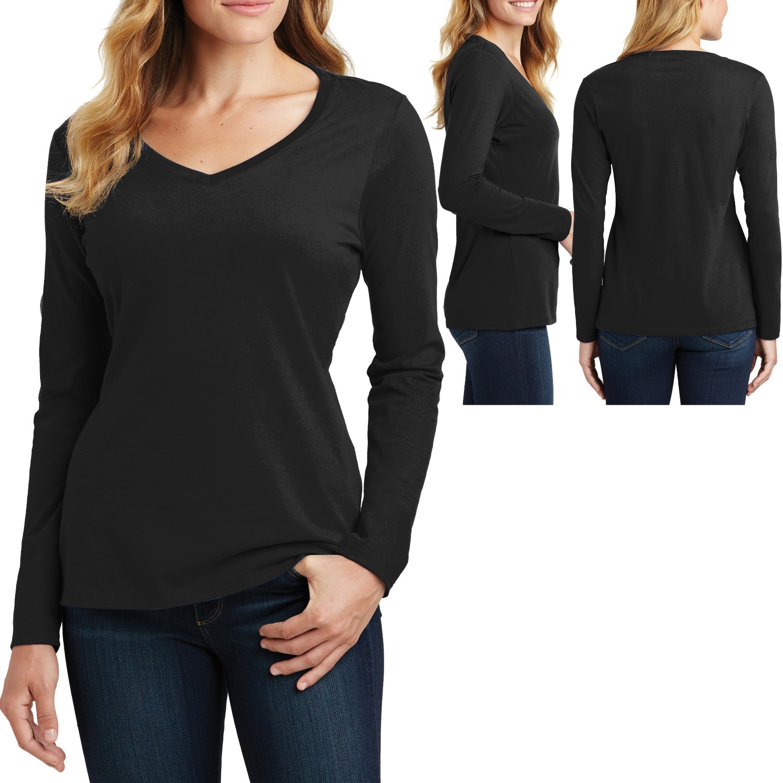 Ladies Plus Size V-Neck T-Shirt Long Sleeve Soft Cotton Womens Top XL, 2X, 3X 4X Ladies Plus Size V-Neck T-Shirt Long Sleeve Soft Cotton Womens Top XL, 2X, 3X 4X