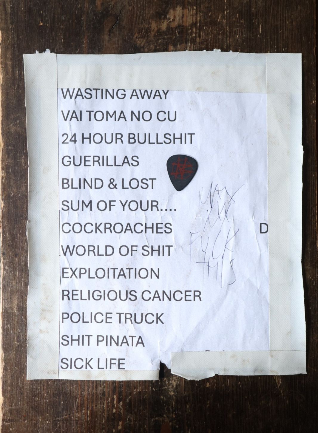Max Cavalera Signed Nailbomb Stage Setlist Played Pick Wacken Sepultura Soulfly