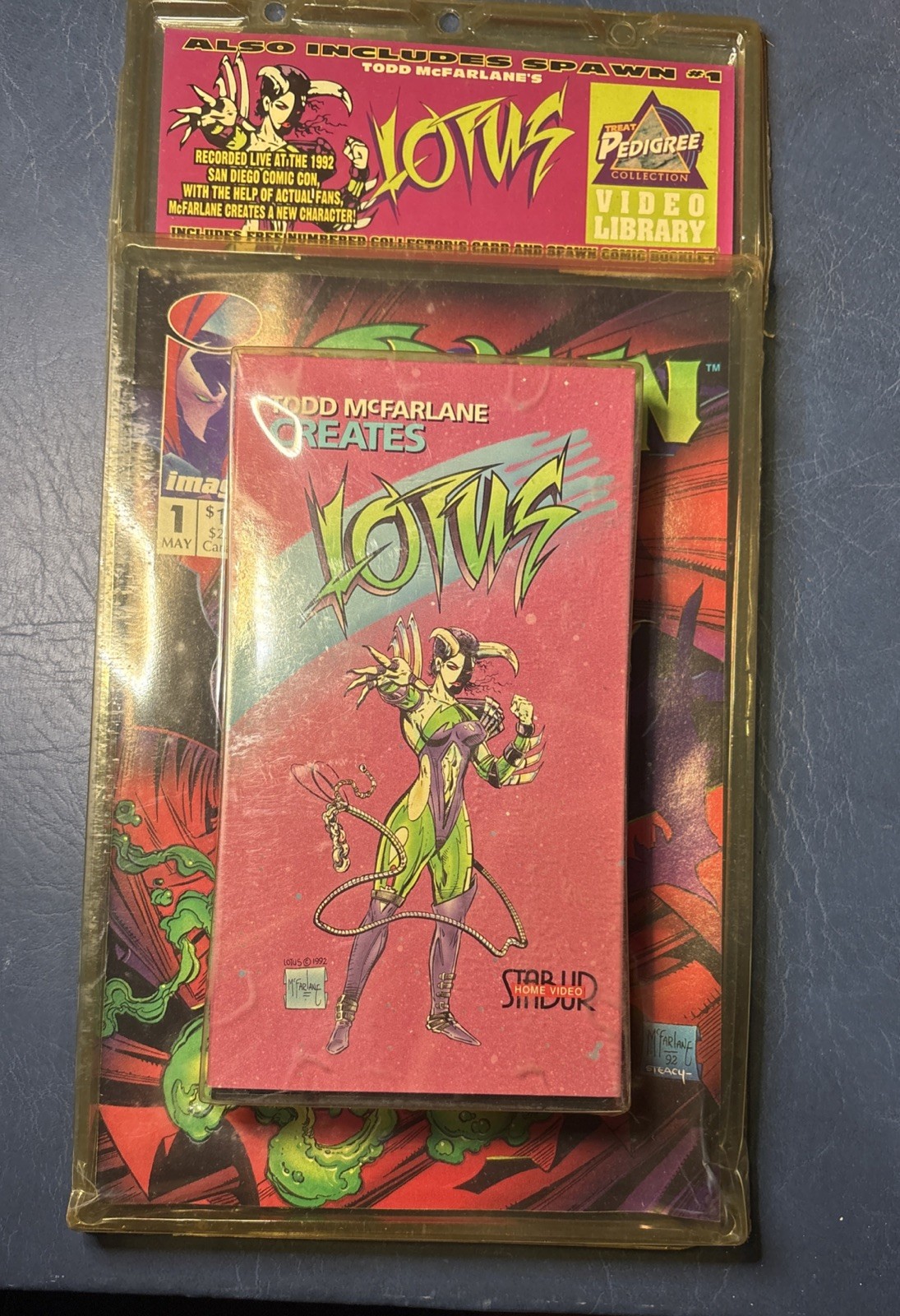 Todd McFarlane Lotus VHS with Spawn #1 Comic Book. Vintage Rare Sealed
