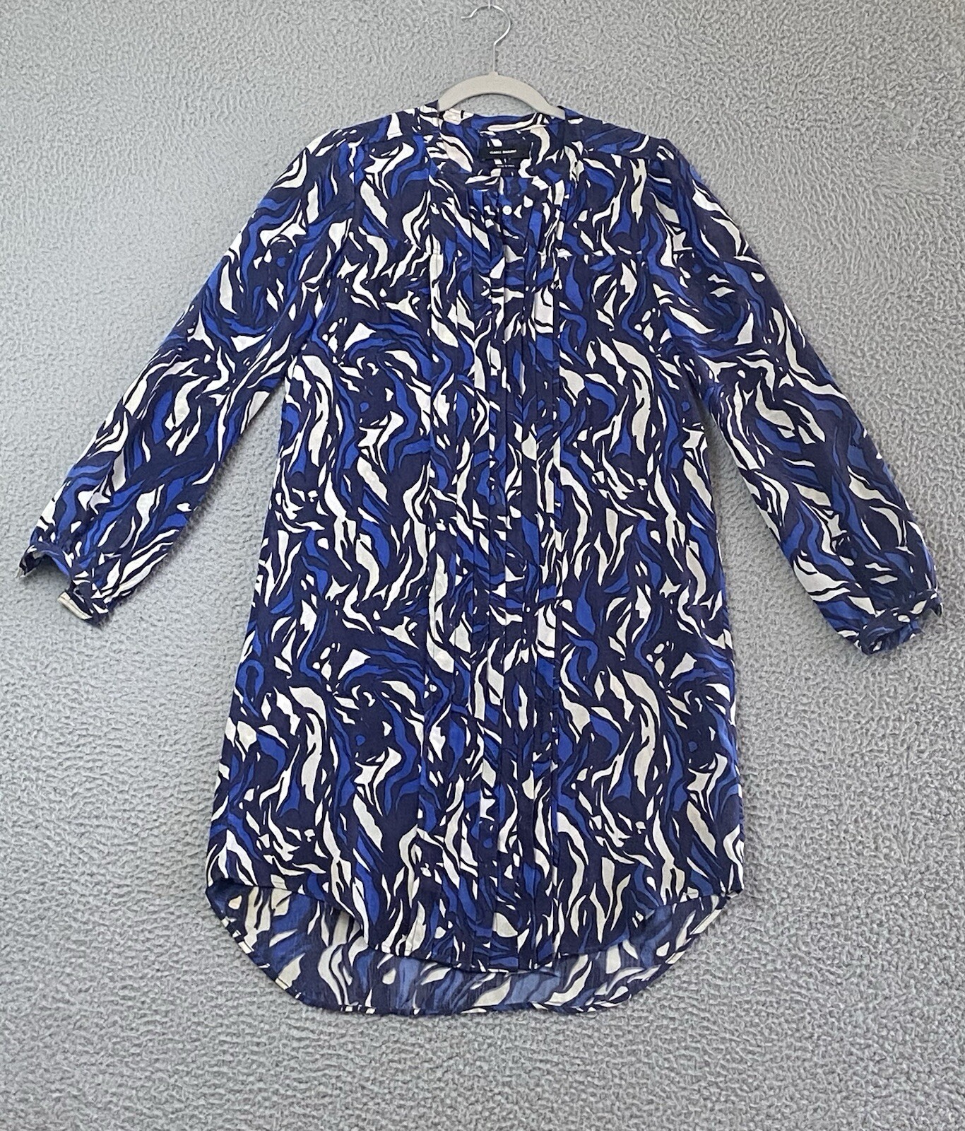 ISABEL MARANT Salvia Dress Size 38 Blue 100% Silk Ruffle Pleated French Designer