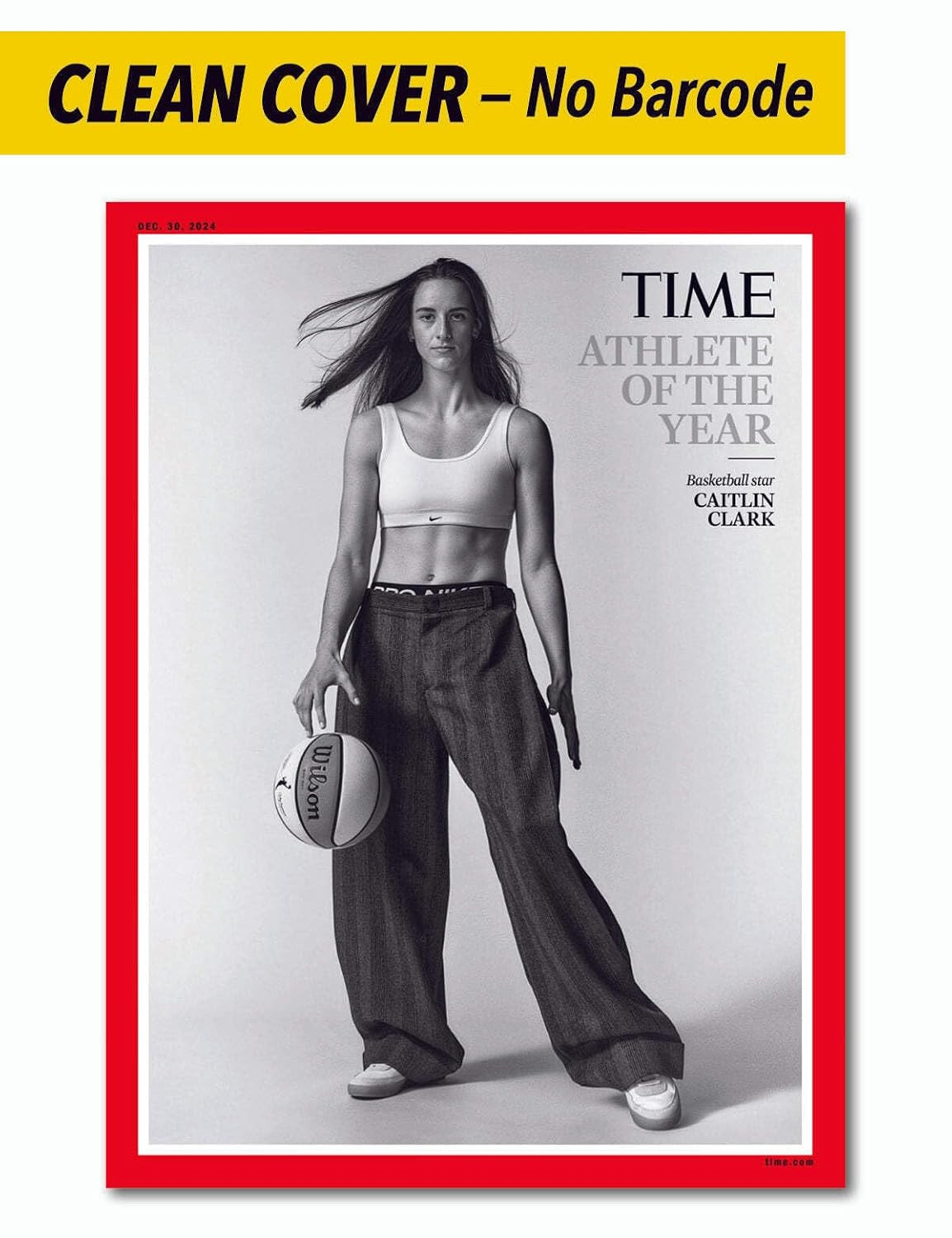 TIME Magazine 2024 Athlete of the Year Caitlin Clark Clean Cover Edition