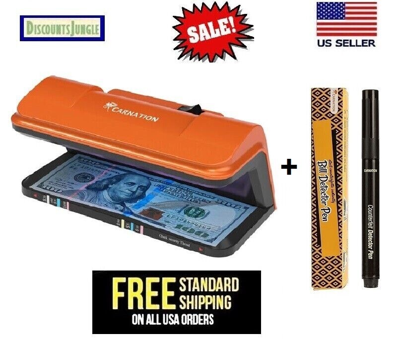 CARNATION Bank money counter machine USED & Counterfeit Bill Detector UV and MG