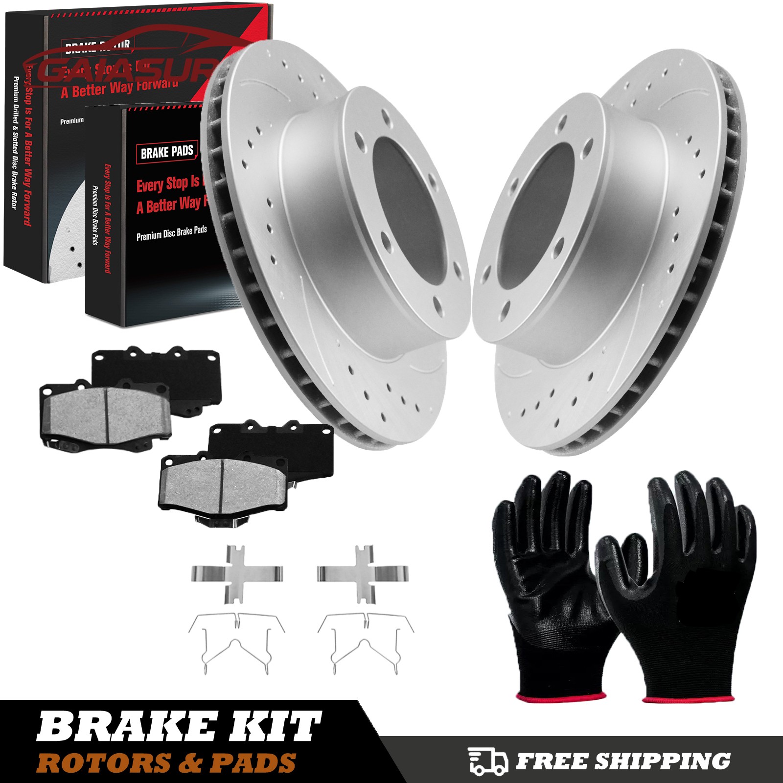 Front Drilled Brake Rotors Ceramic Brake Pads Kits for Toyota 4Runner Tacoma