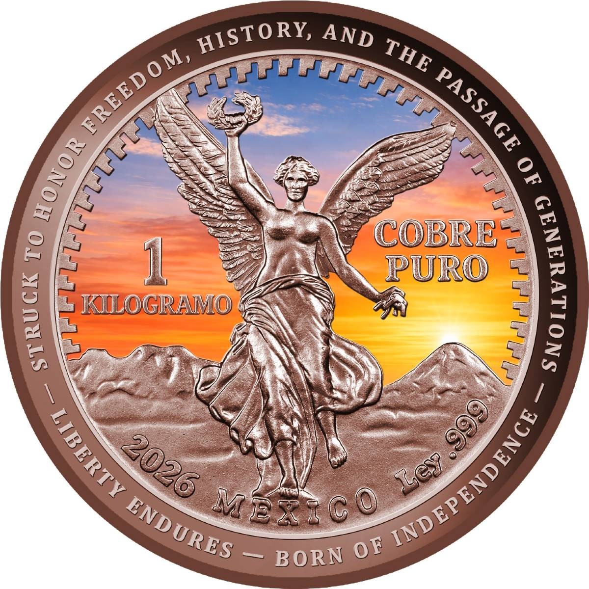 Vintage Sunset Libertad 2026 5000 Francs CFA 1 Kilogram Copper Coin  Cameroon