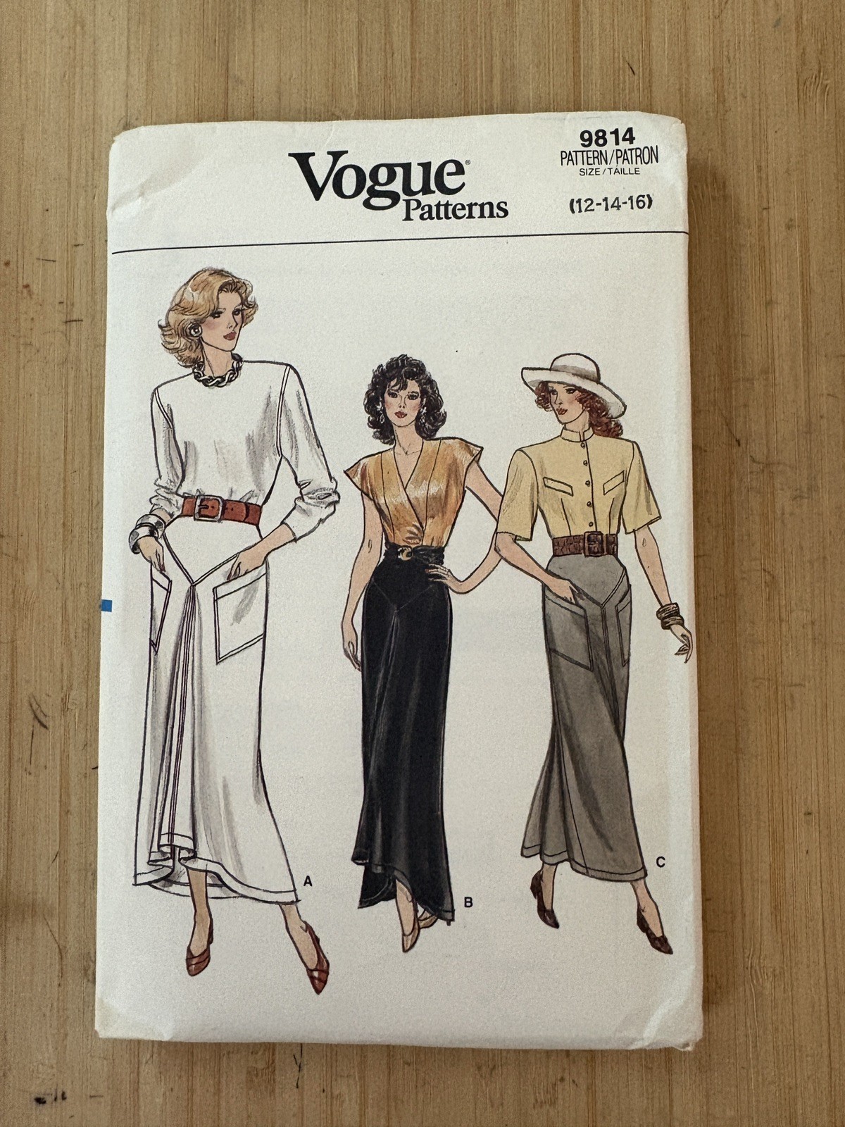 Vogue 9814 Skirt Yoked Pockets Sewing Pattern Ladies 12 14 16 UC VTG Long Draped