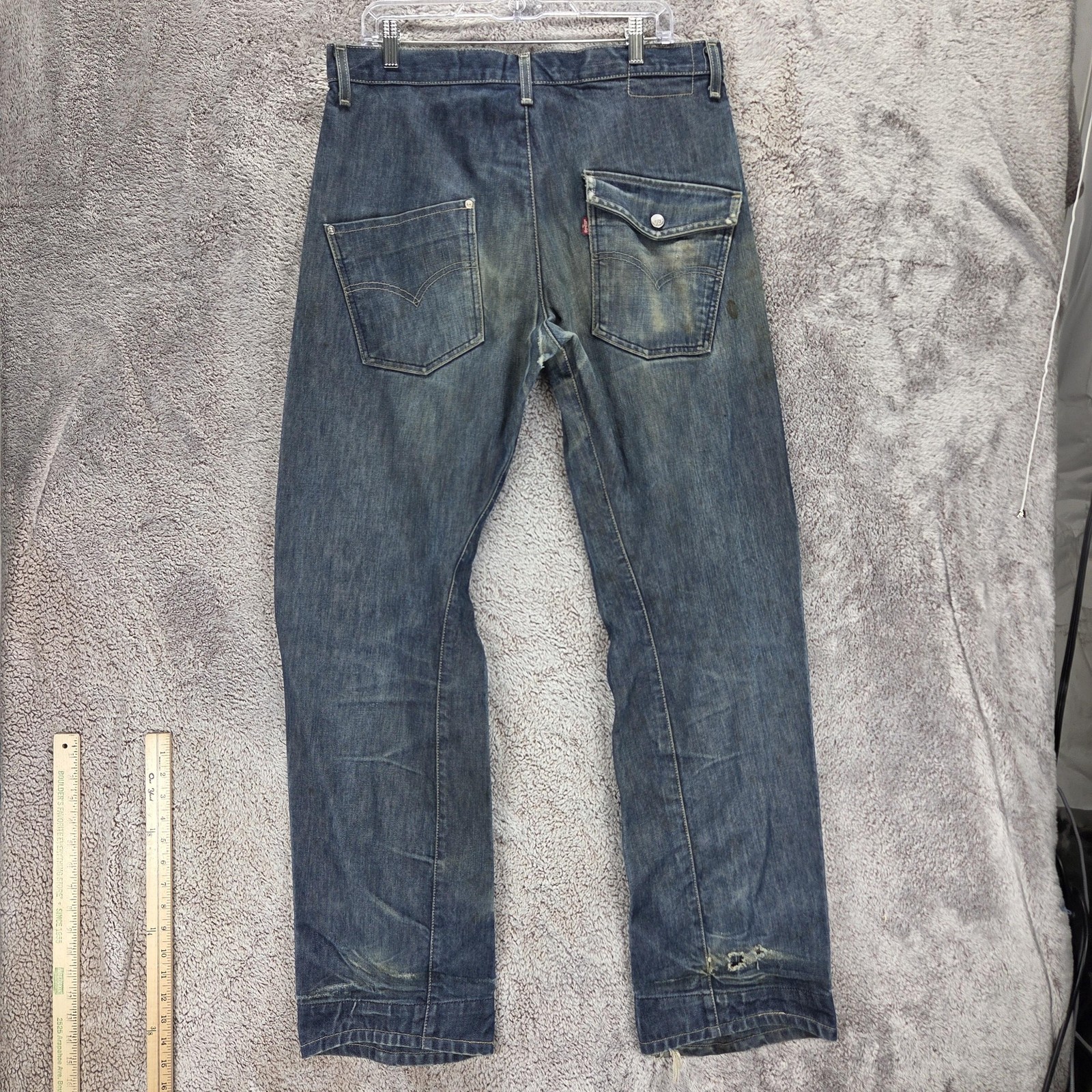 Vintage Levis Engineered Jeans Mens 33x34 Blue Twisted Flap Pocket Button Fly