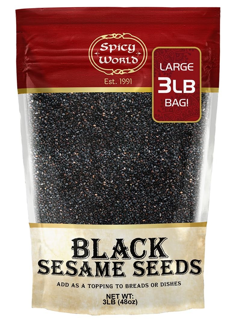 Raw Black Sesame Seeds 3 LB Bag - Natural - By