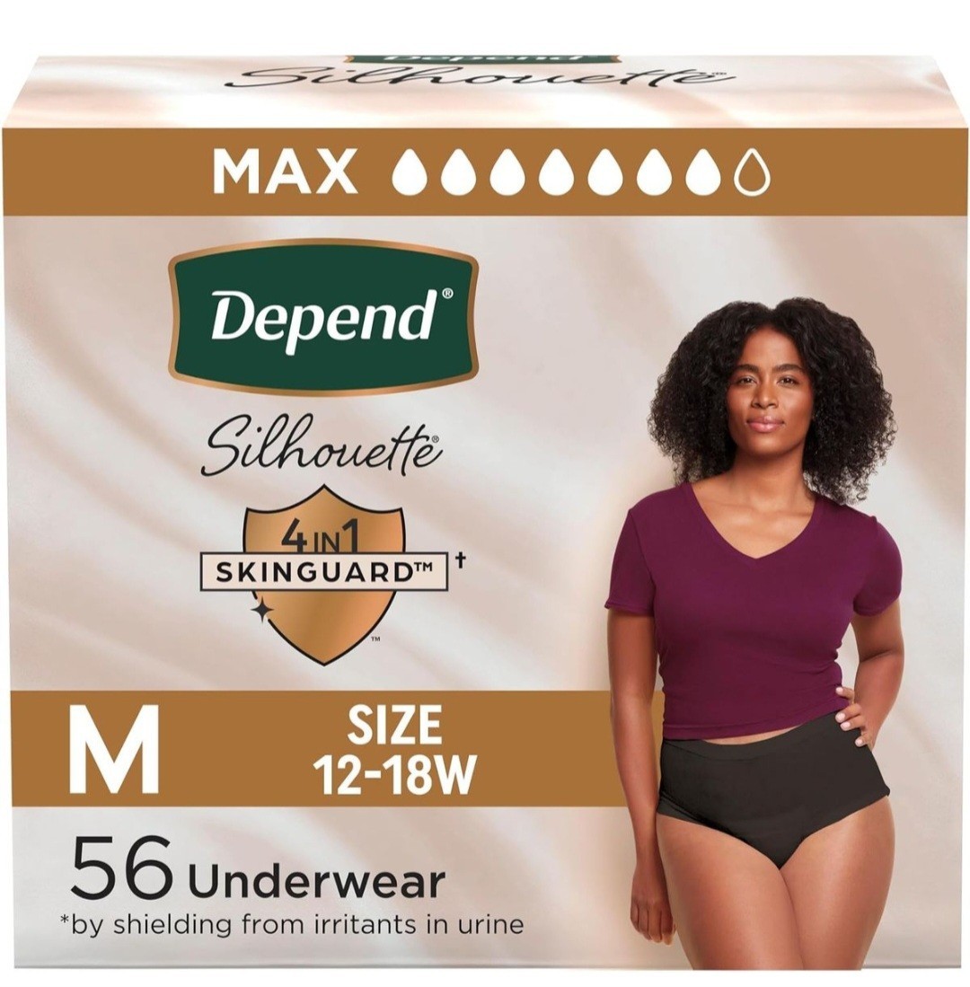 M Depend Silhouette Incontinence &Postpartum Bladder Leak Underwear, M, 56 Count M Depend Silhouette Incontinence &Postpartum Bladder Leak Underwear, M, 56 Count