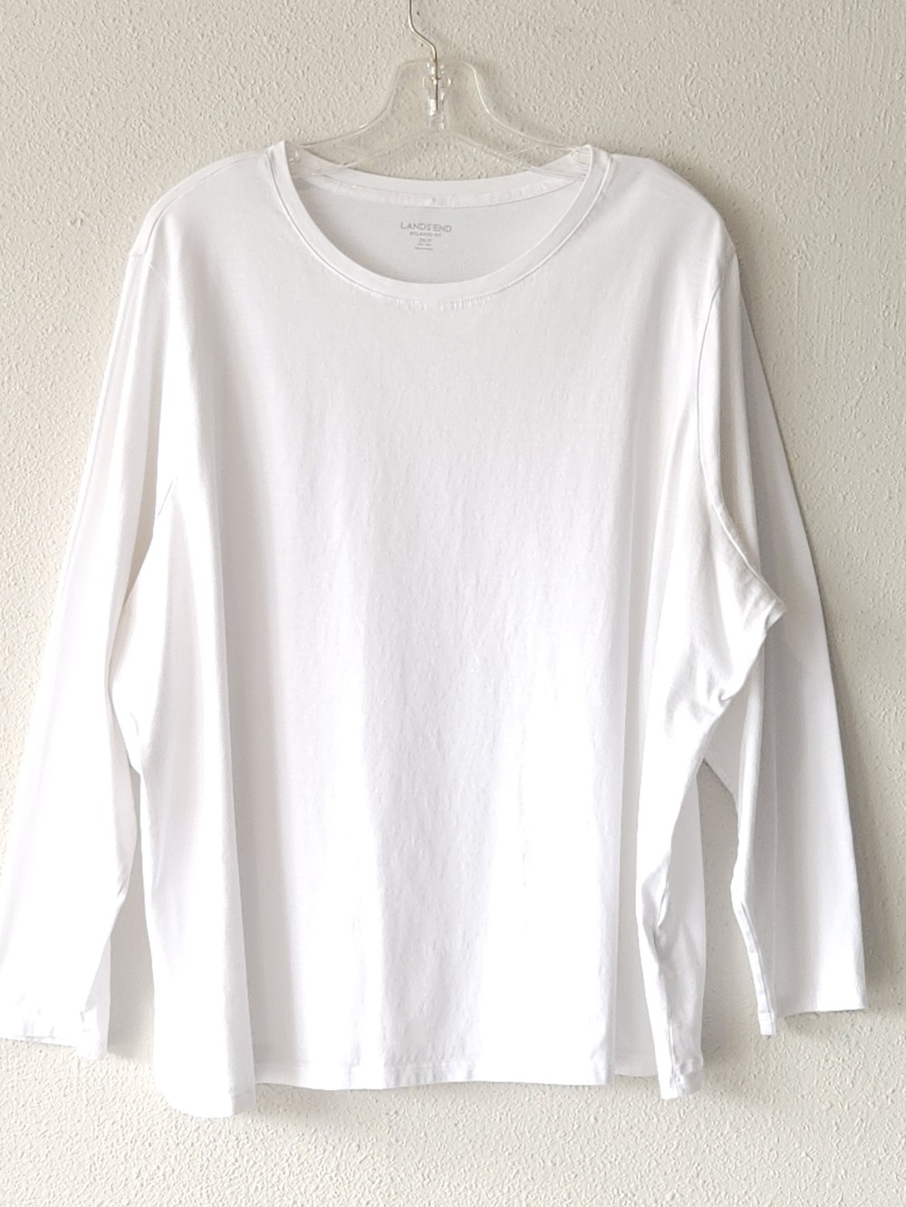Lands\' End White Long-Sleeve Crew Tee PETITE PLUS SIZE 2X/P