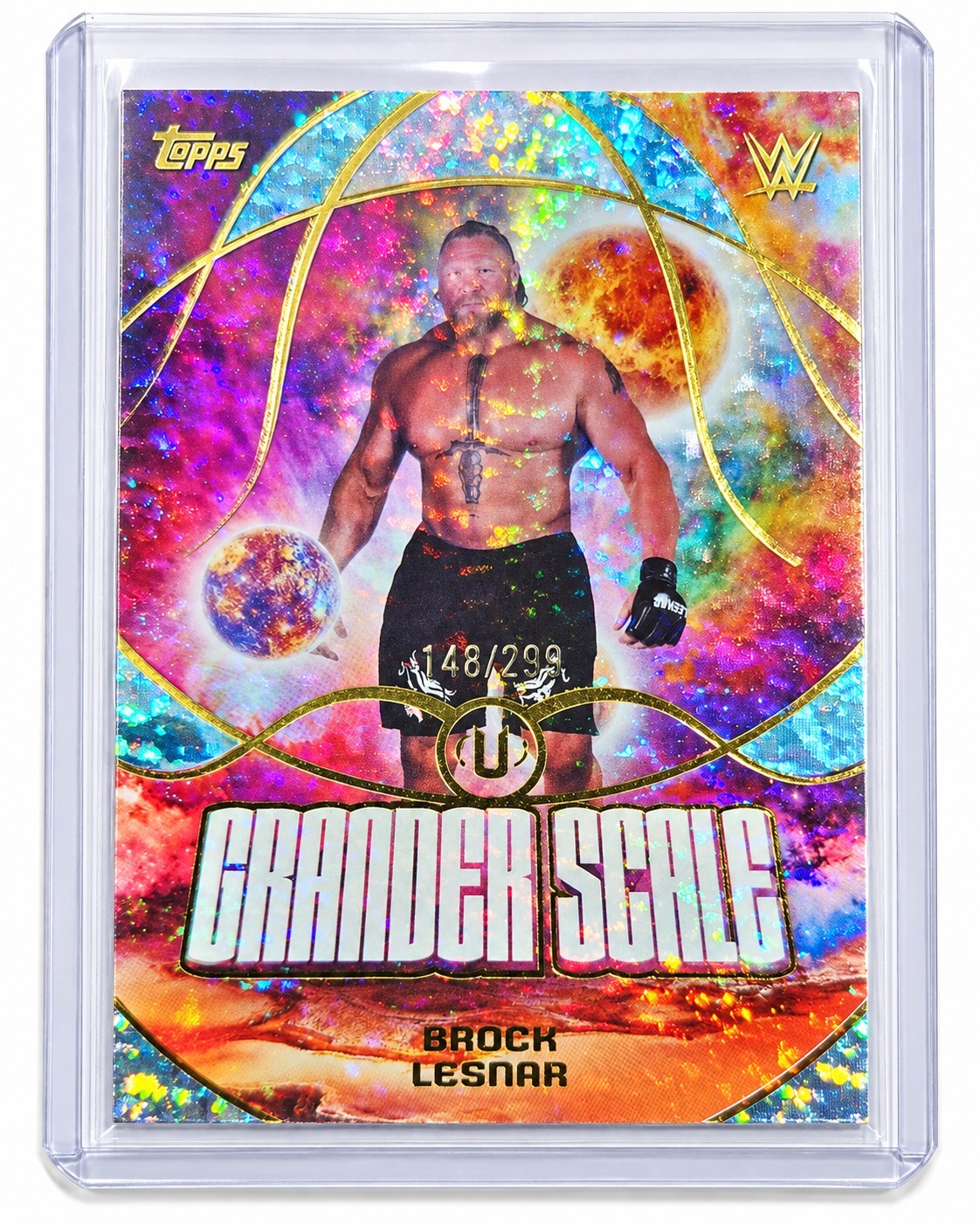 2026 Topps Universe WWE Brock Lesnar Grander Scale Aqua Speckle /299 GS-10 2026 Topps Universe WWE Brock Lesnar Grander Scale Aqua Speckle /299 GS-10