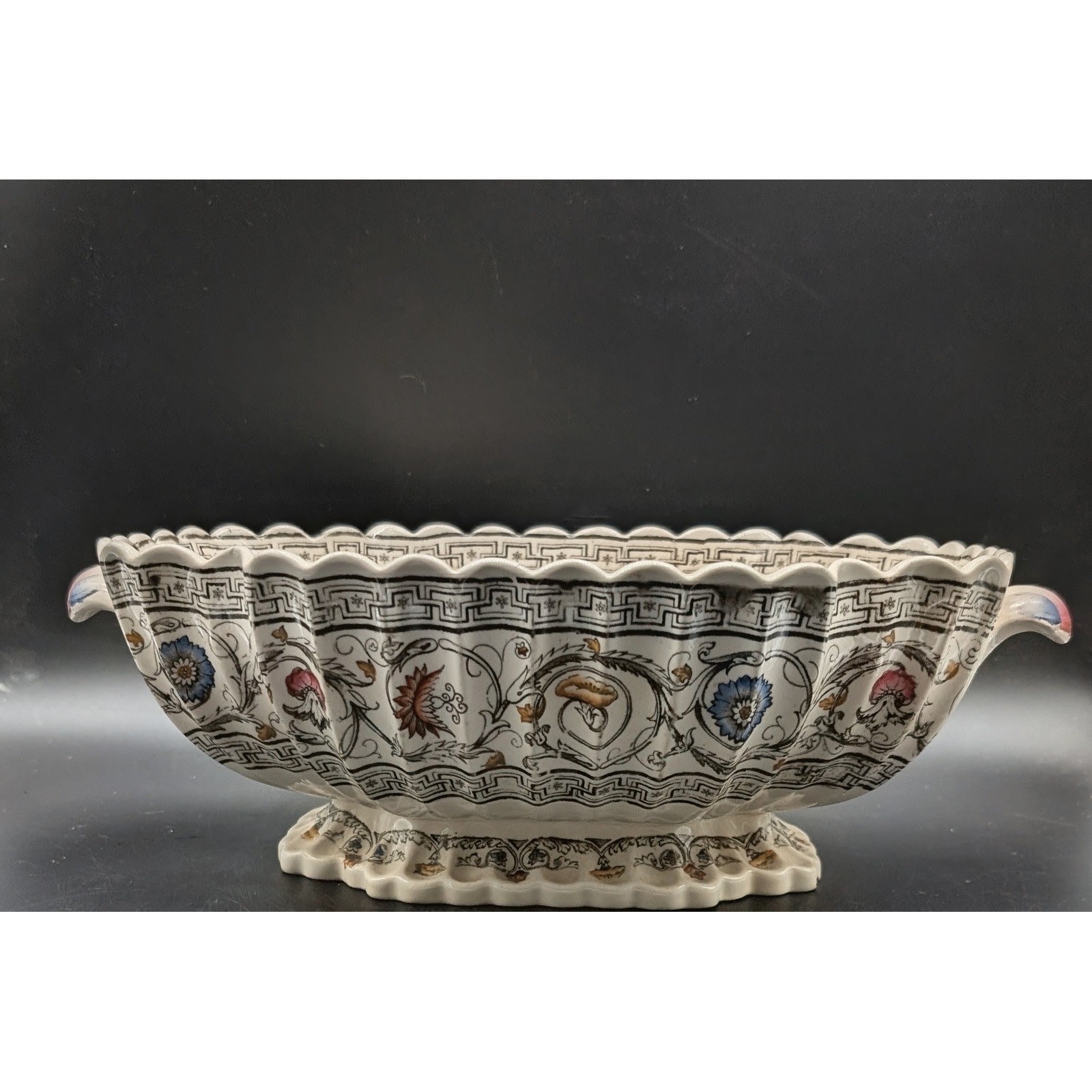 Antique Copeland Spode Florence Floral Footed Oval Centerpiece Vegetable Bowl