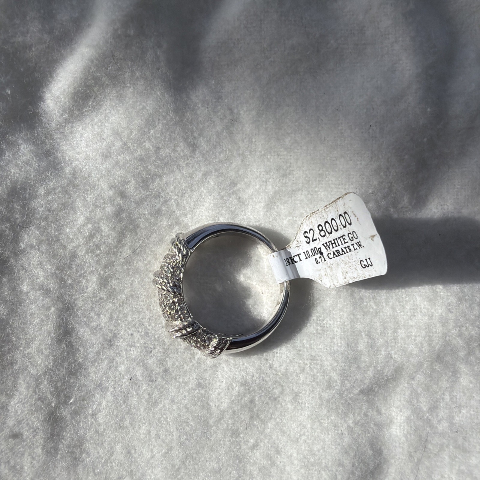18 Karat White Solid White Gold 0.71 CT TW Natural Diamond Pave Fashion Ring