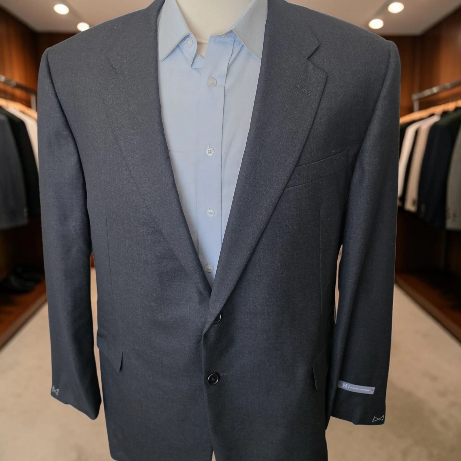 New Hickey Freeman Blazer 50r Loro Piana Super 130s Full Canvas Charcoal