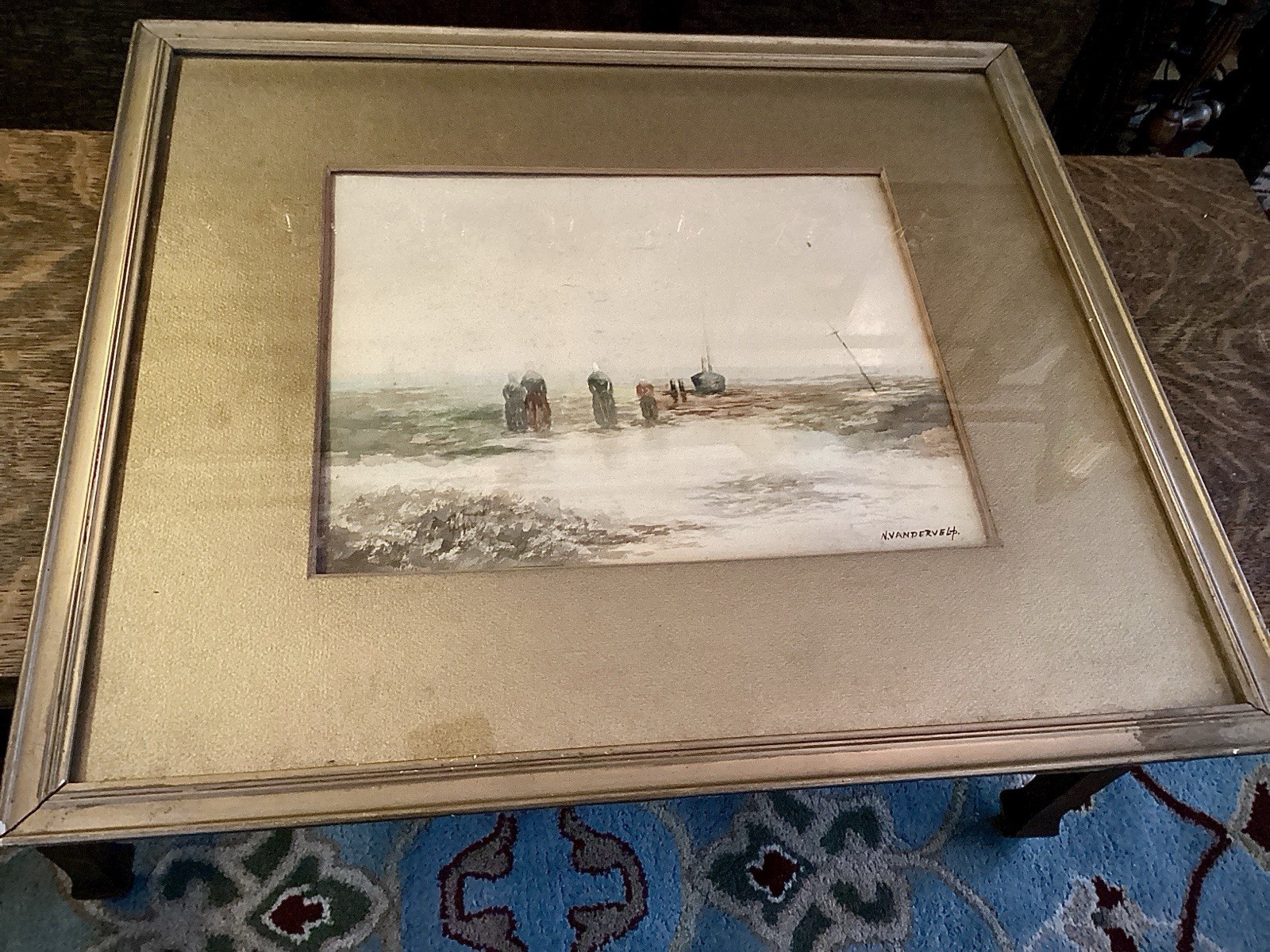 Original Watercolor Painting Beach Seascape Original Wavy Glass N. Vanderveld Original Watercolor Painting Beach Seascape Original Wavy Glass N. Vanderveld