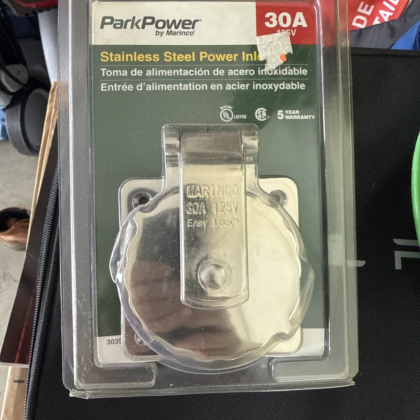 Marinco 303SSEL 30A 125V Stainless Steel Shore Power Inlet Easy Lock New