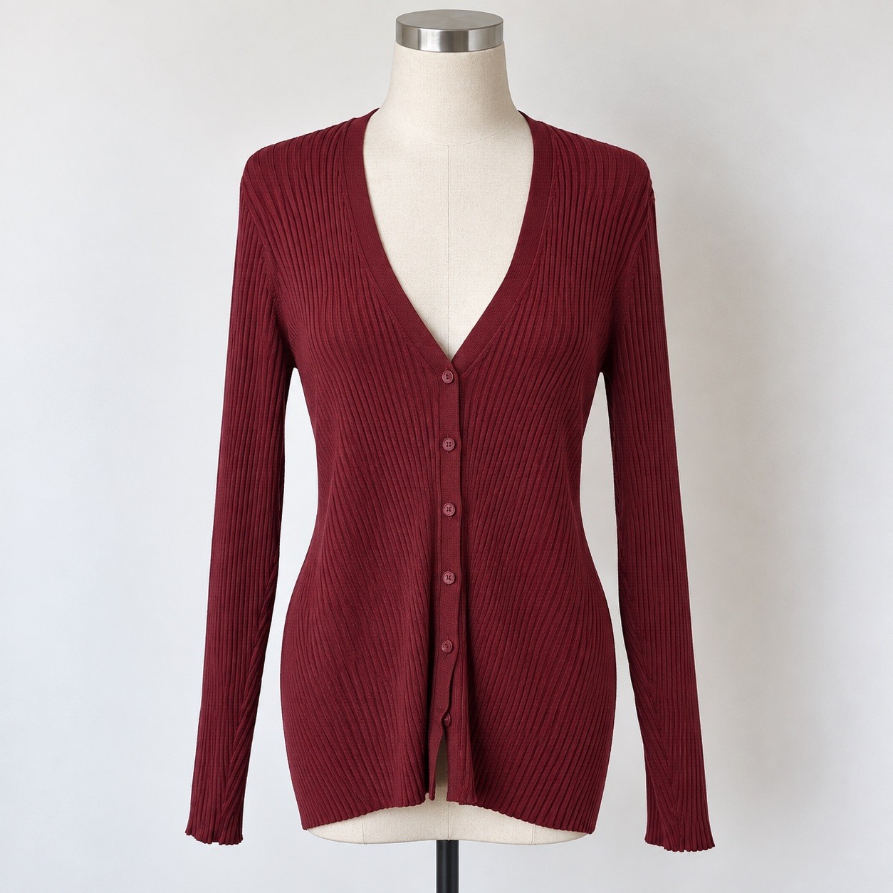 Torrid Fitted Cardigan V-Neck Sweater Maroon Ribbed Knit 3X 22-24 NWT Torrid Fitted Cardigan V-Neck Sweater Maroon Ribbed Knit 3X 22-24 NWT