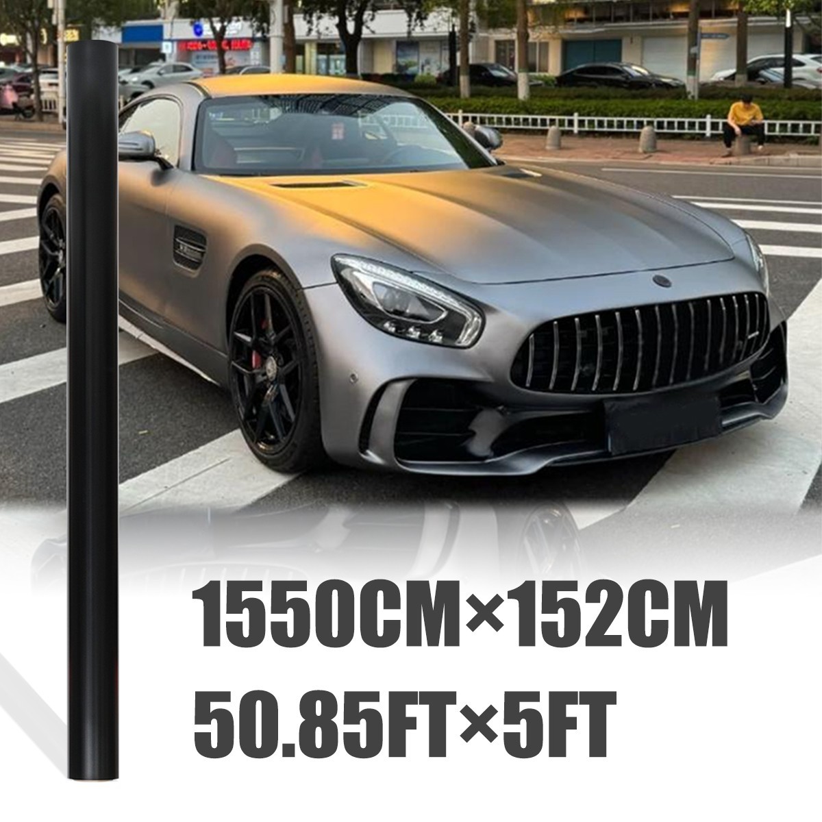 5FTx50FT PET AMG Mountain Gray Vinyl Wrap Scratch Resistant  Self Adhesive