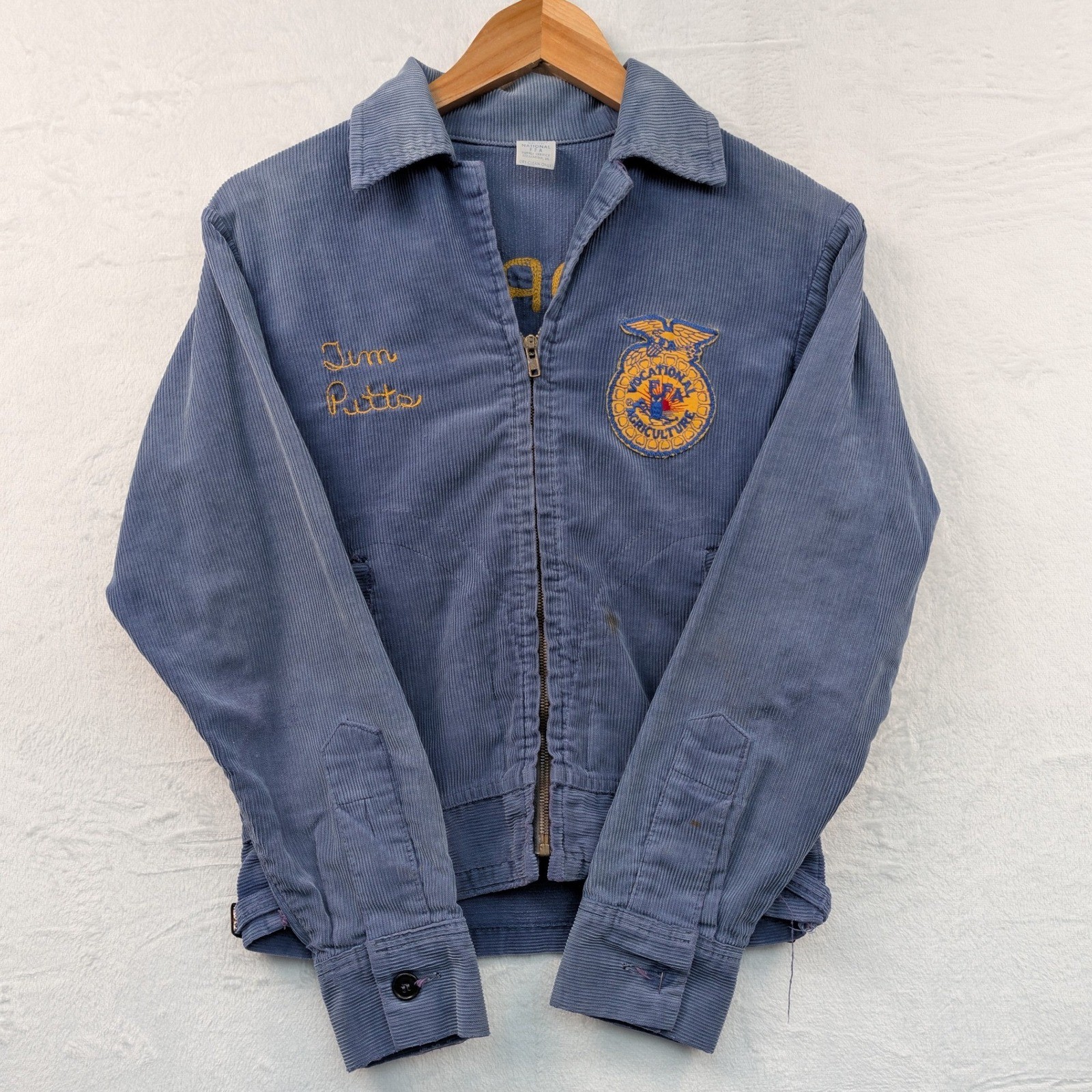 VTG National FFA Jacket Men\'s 34 Blue Florida DeSoto Corduroy Chain Stitch 60s