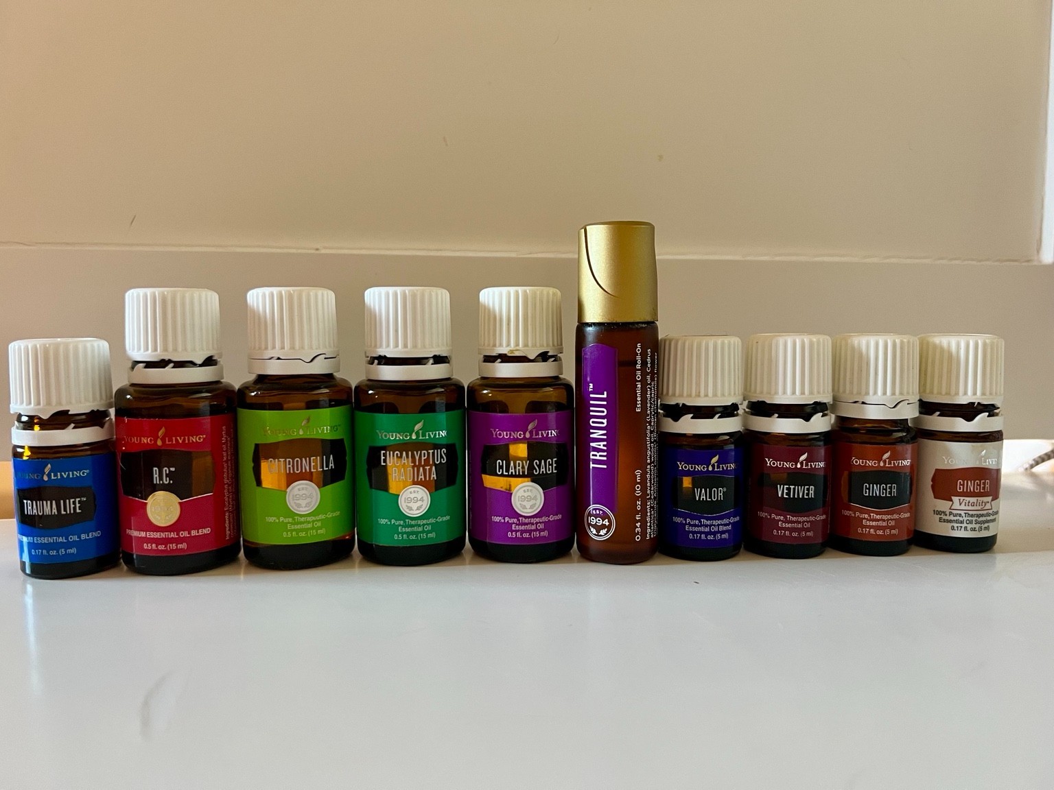 Young Living Essential Oils Lot of 10 RC Vetiver Ginger Valor Tranquil Citronell