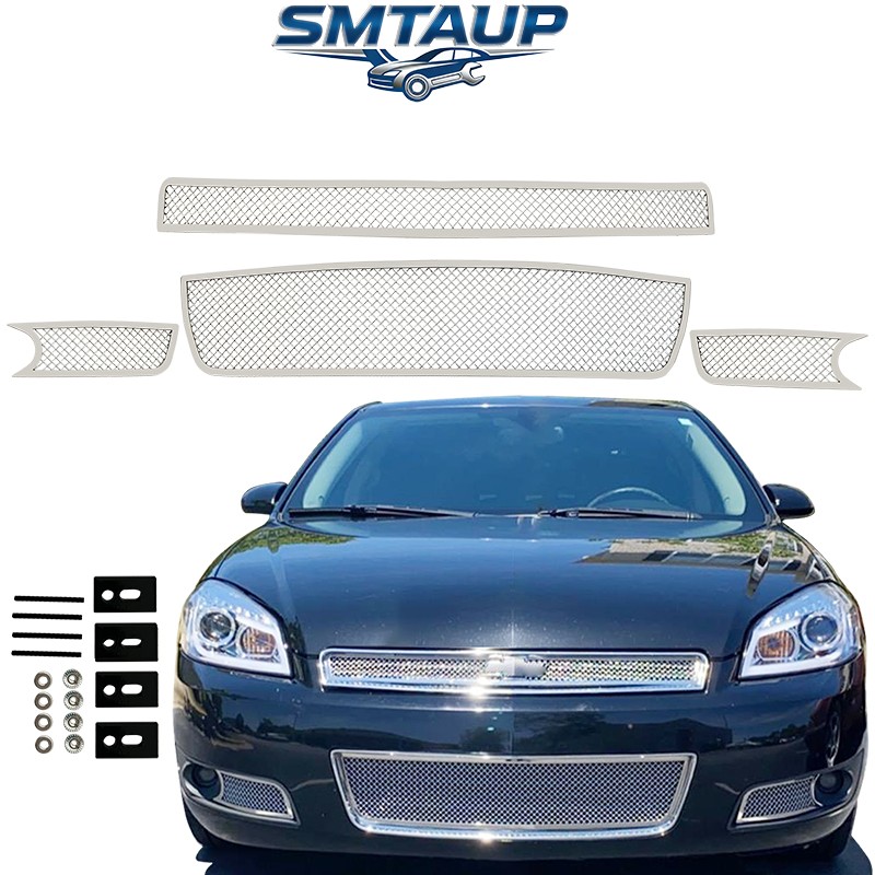 Mesh Grill Fits 2006-13 Chevy Impala/14-16 Limited Chrome Stainless Grille Combo