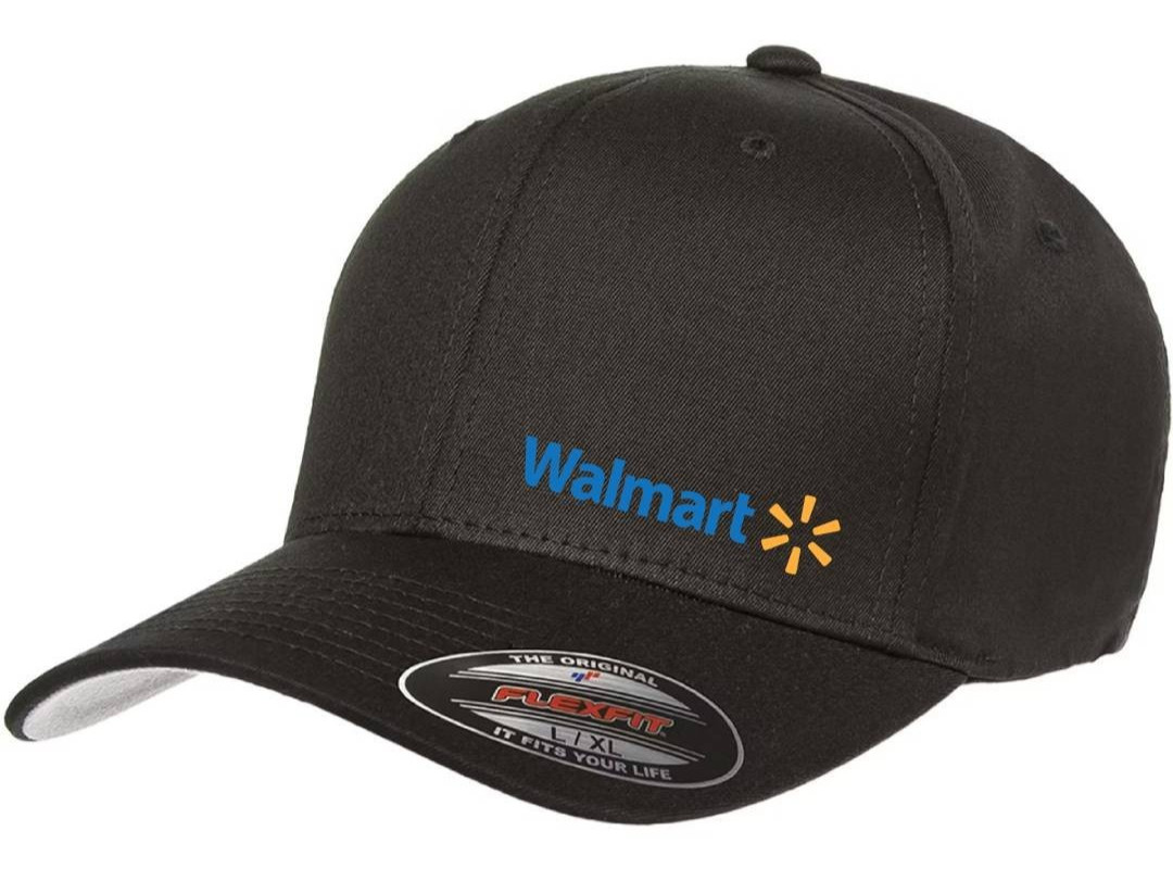 Walmart Logo Cap DTF White 5001 Flexfit Baseball Hat S/M and L/XL