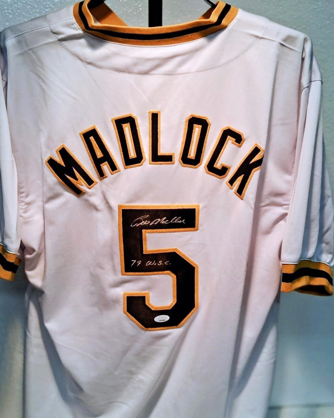 Bill Madlock Signed Pittsburgh Pirates #5 Jersey 79 W.S.C. JSA Witnessed COA