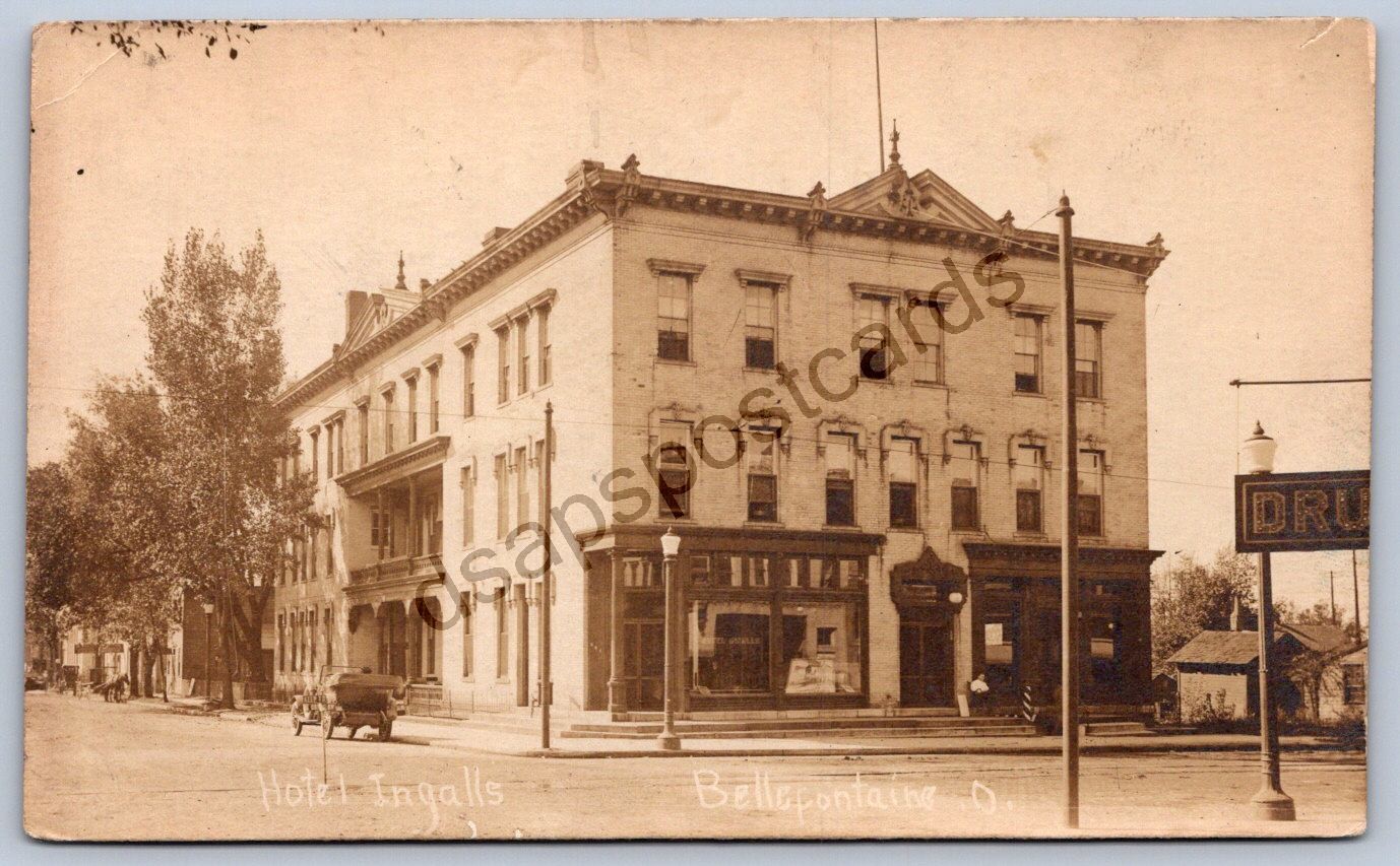 K54/ Bellefontaine Ohio RPPC Postcard c1910 IngallS Hotel Stores Logan 247 K54/ Bellefontaine Ohio RPPC Postcard c1910 IngallS Hotel Stores Logan 247