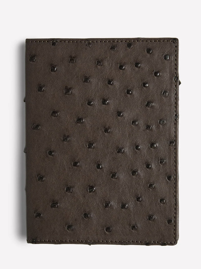 NWT: Ghurka Quill Ostrich Passport Holder in Brown - $200 off Current Retail