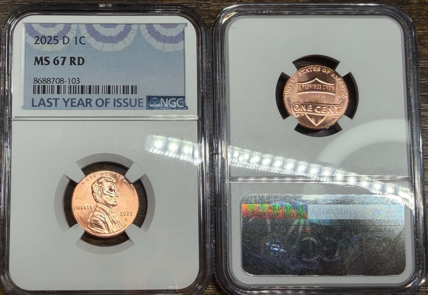 2025-D Lincoln Cent NGC MS67RD Last Year Of Issue Freshly Graded STUNNERS