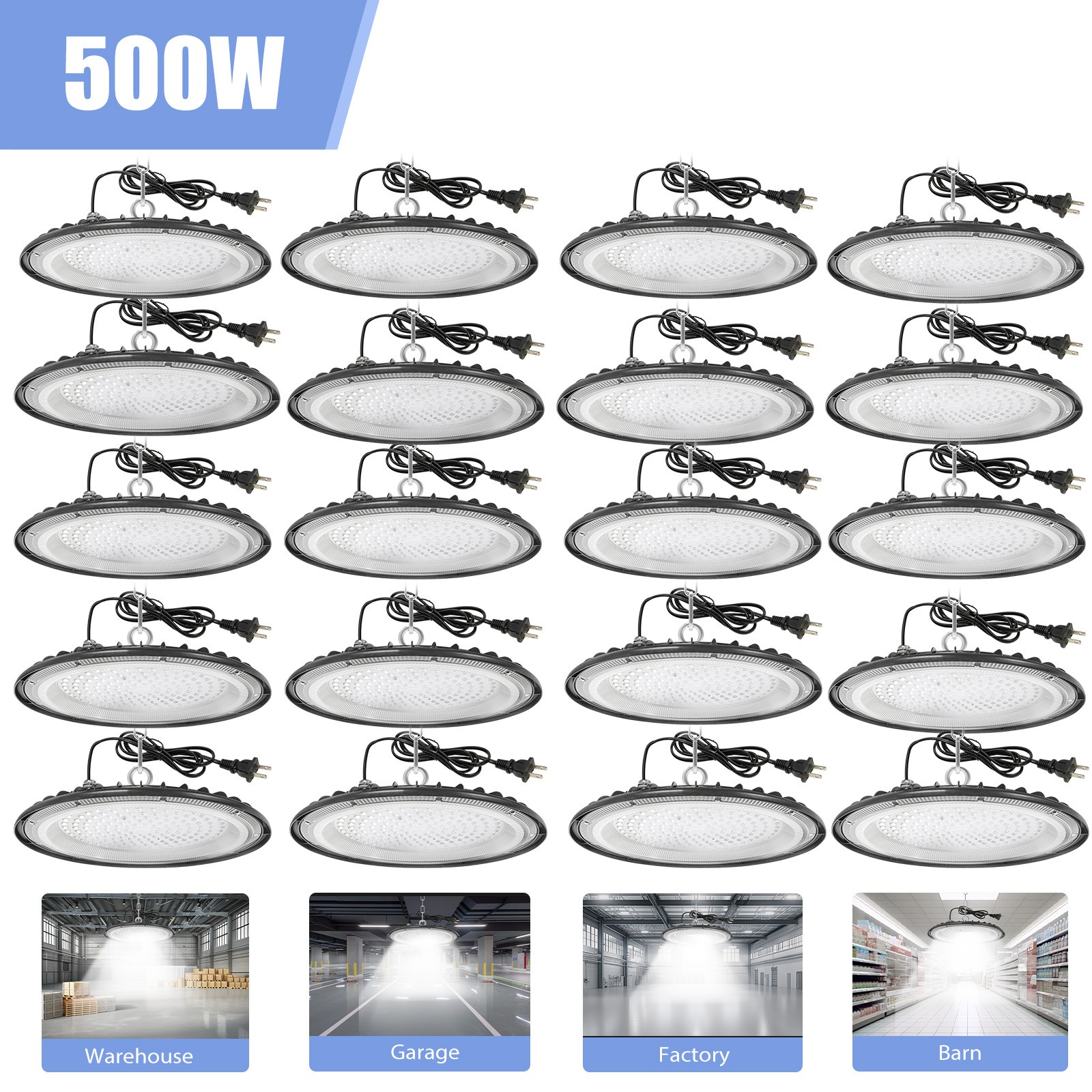 20 UFO Led High Bay Light 500W Commercial Industrial Warehouse Factory Gym Light