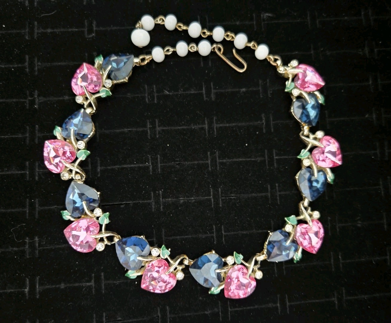 Vintage Signed KRAMER Rhinestone Necklace New Swarovski Crystal Hearts OOAK Vintage Signed KRAMER Rhinestone Necklace New Swarovski Crystal Hearts OOAK