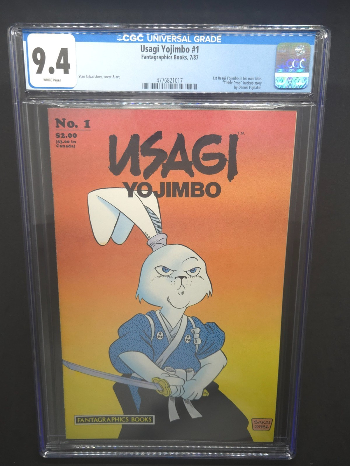 Usagi Yojimbo, Vol. 1, #1 - Fantagraphics 1987- CGC 9.4 - 1st Solo Series