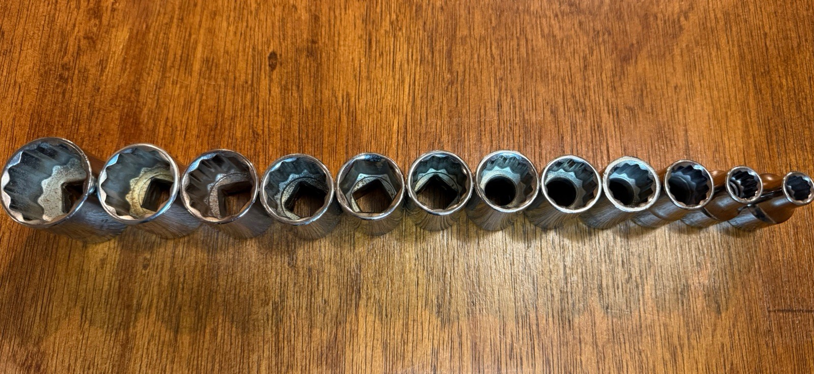 Vintage 12pc Craftsman Sockets Metric 12pt. 1/2” Dr USA Mid-length Nice