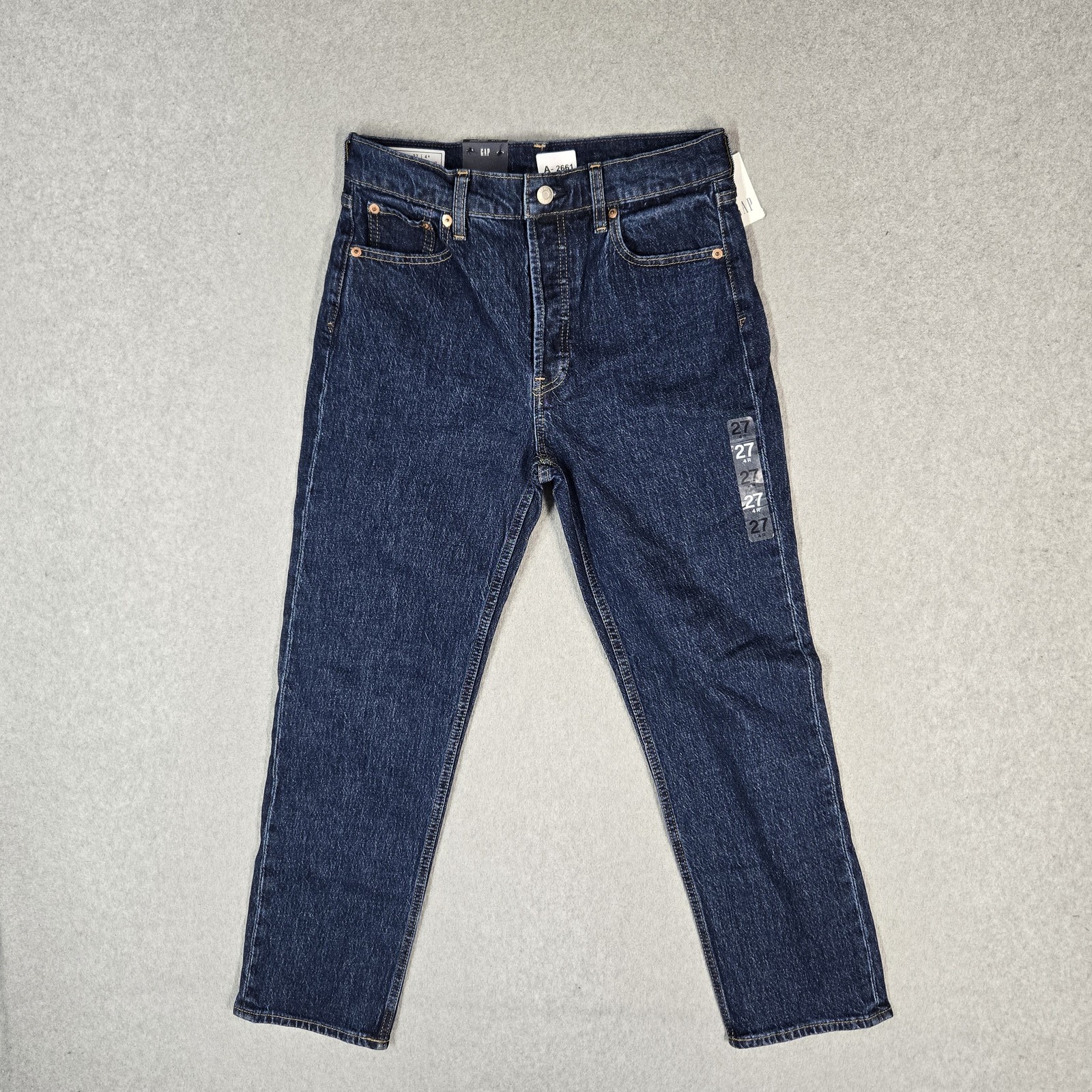 GAP Women Jeans 27/4 REGULAR Blue Denim Straight Cheeky High Rise NWT