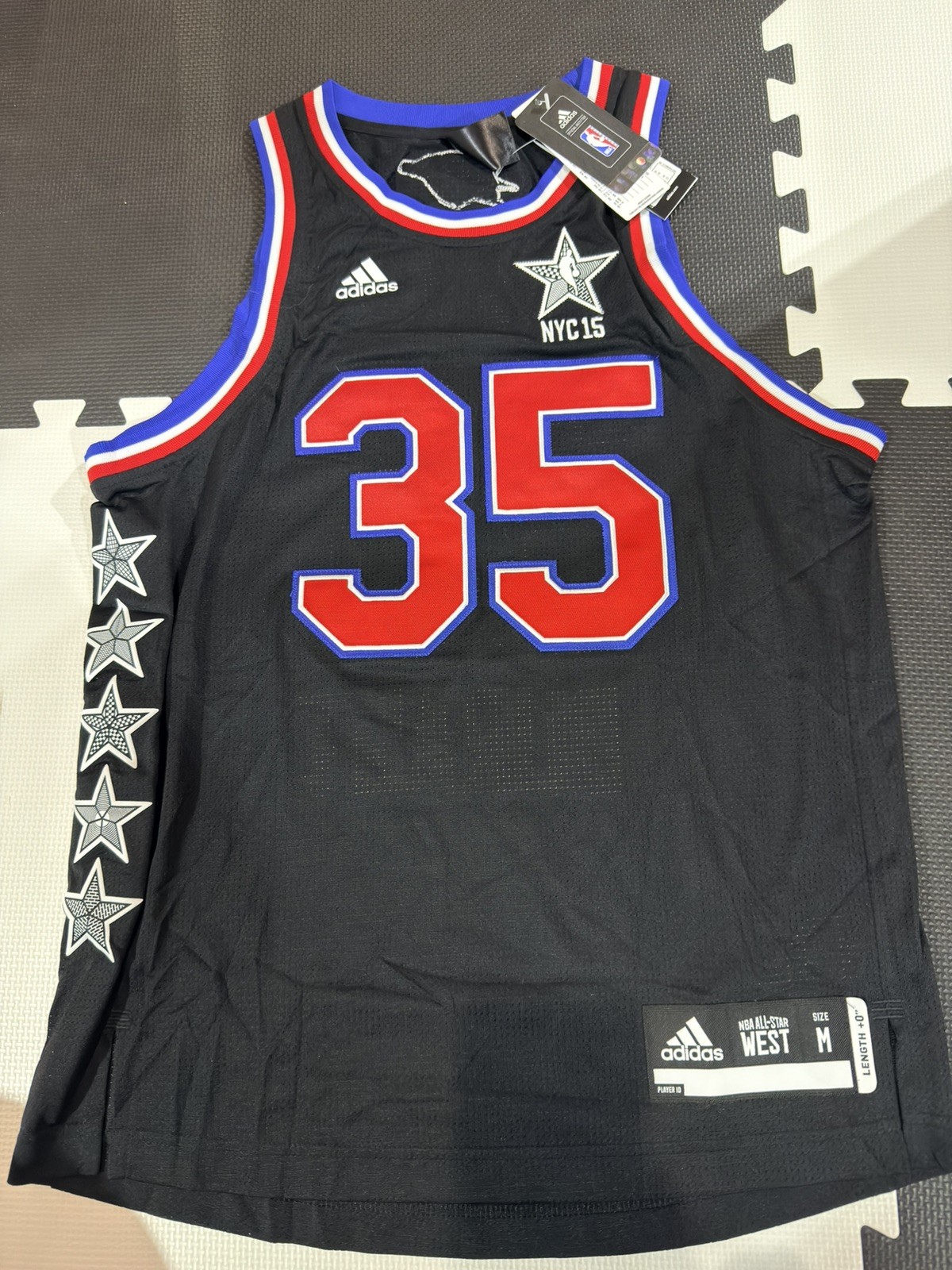 NWT Adidas Kevin Durant 2015 NYC NBA All Star Jersey West 35 Black Adult S M
