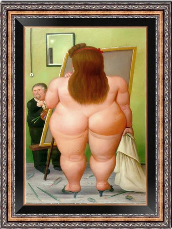 Hand Painted Oil Painting art Fat woman Nude Fernando Botero Style On Canvas 36\