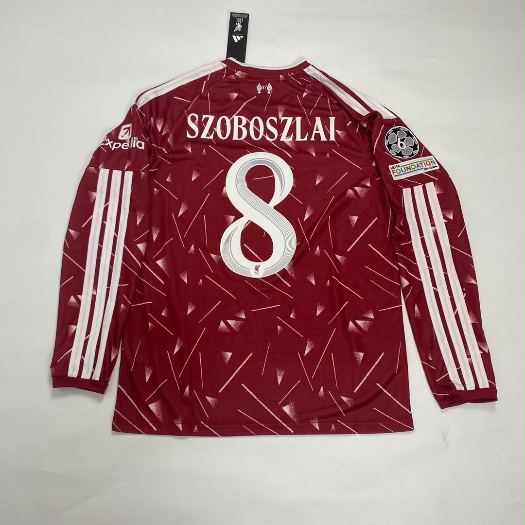 Szoboszlai 8 Liverpool Red Long Sleeve Kit Jersey