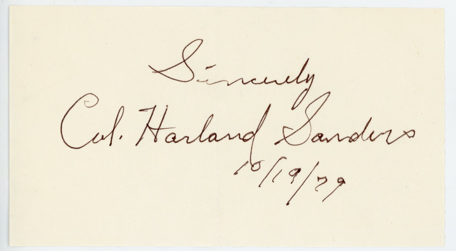 Colonel Harland Sanders (KFC) ~ Signed Autographed Cut Col ~ JSA LOA Colonel Harland Sanders (KFC) ~ Signed Autographed Cut Col ~ JSA LOA