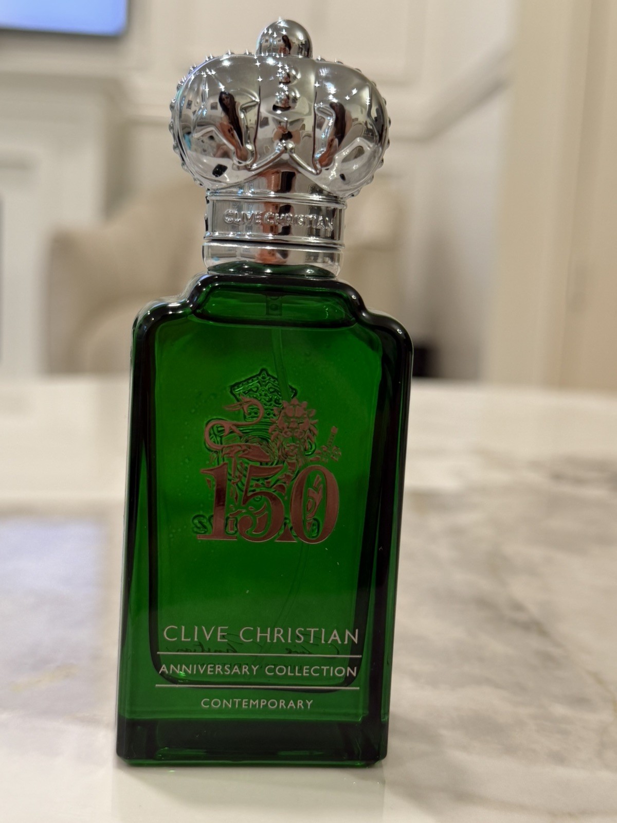 Clive Christian 150 Limited Edition Green Glass Crown Perfume Bottle w/ Stopper