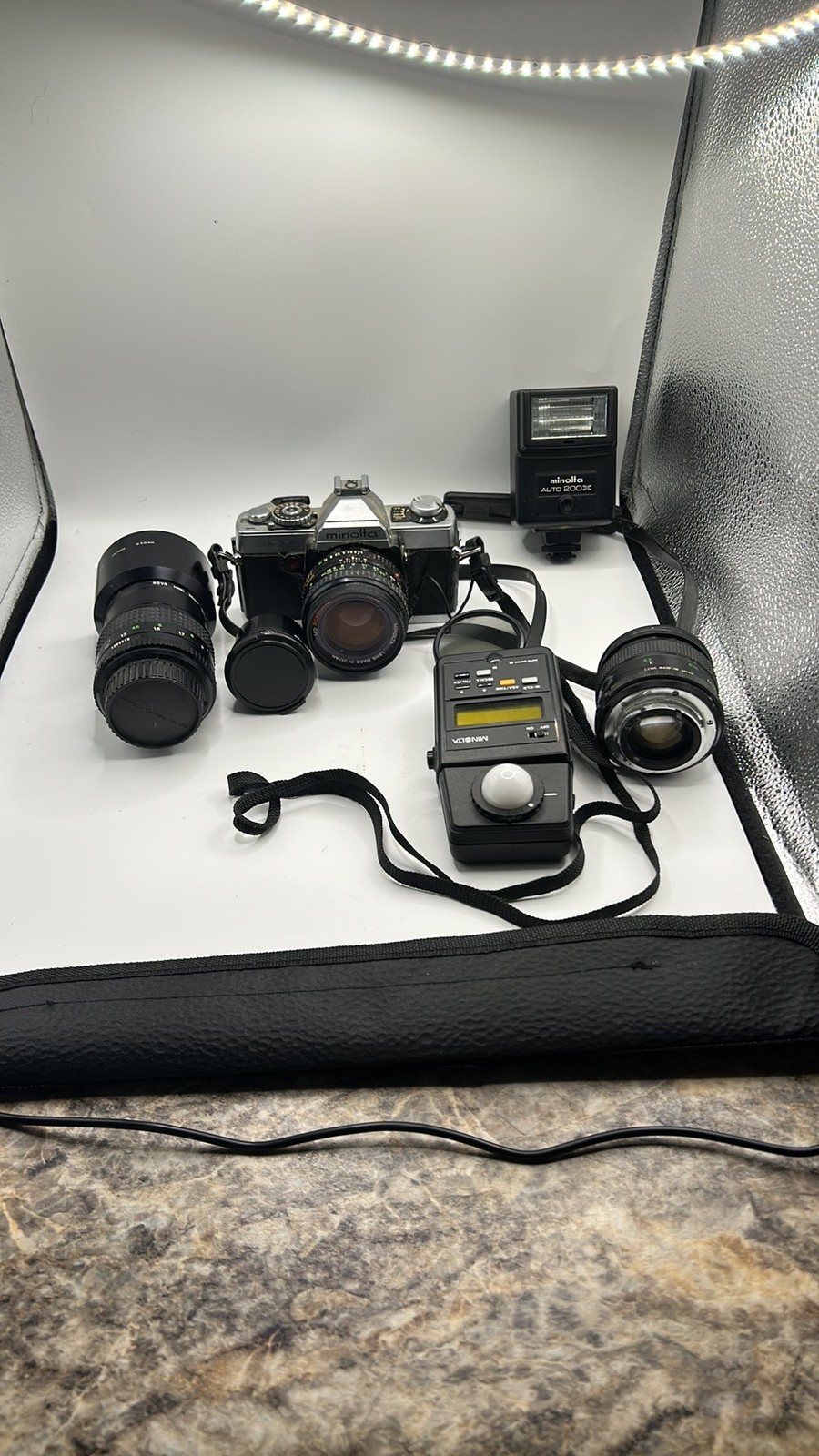 Vintage Minolta XG-7 35mm Film Camera Kit with Lenses, Flash & Light Meter
