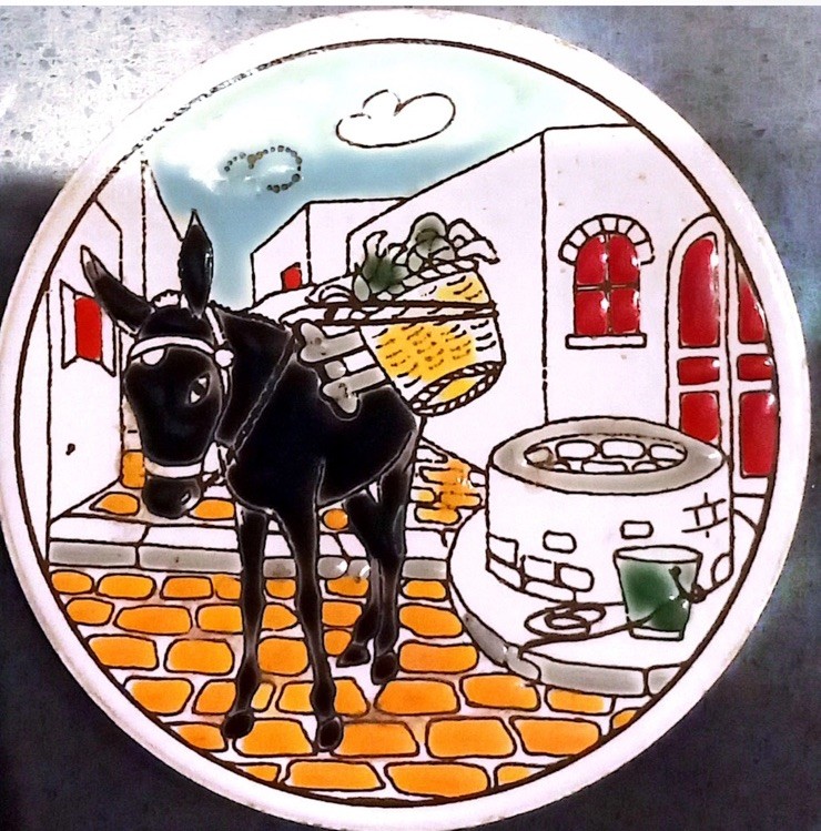 Vintage Greek Hand Painted Wall Plate Knossos Ltd Katsidoniotis Bros Donkey.