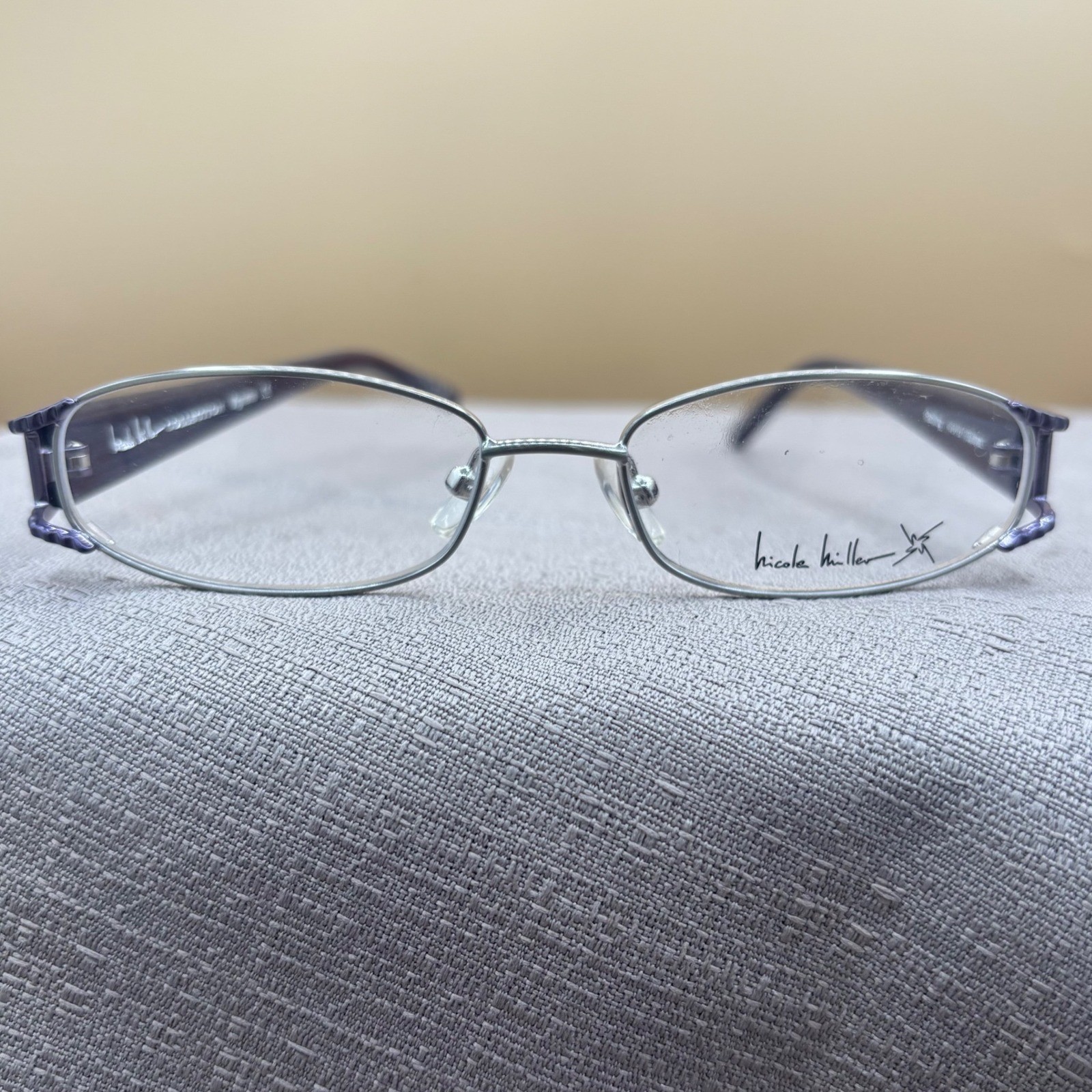 Nicole Miller Eyeglass Frames Women 49-15-130 Sterling Purple New Y2K Core