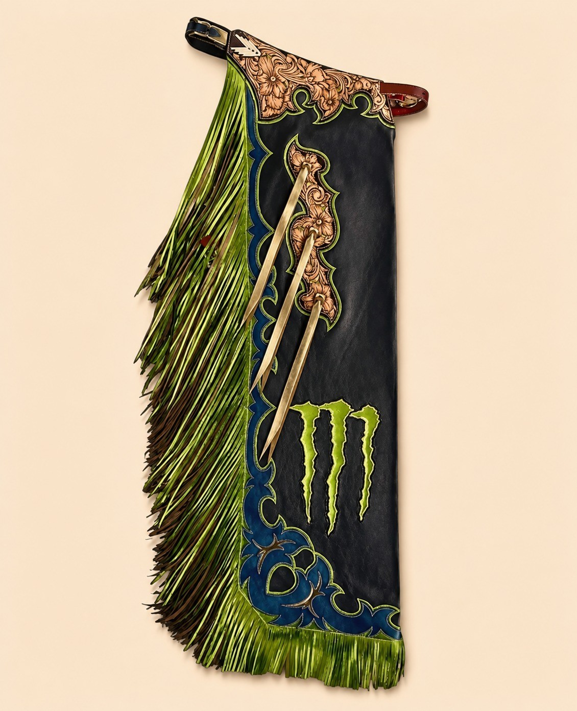 Rodeo Leather Bull Riding Chaps Western Cowboy Fringe Custom Leather Chaps