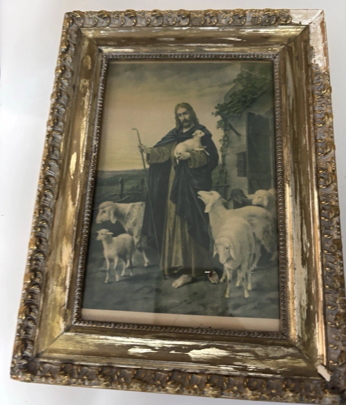 Antique Catholic Art Frank W. Williams Good Shepherd Hidden Print Pope Leo XIII