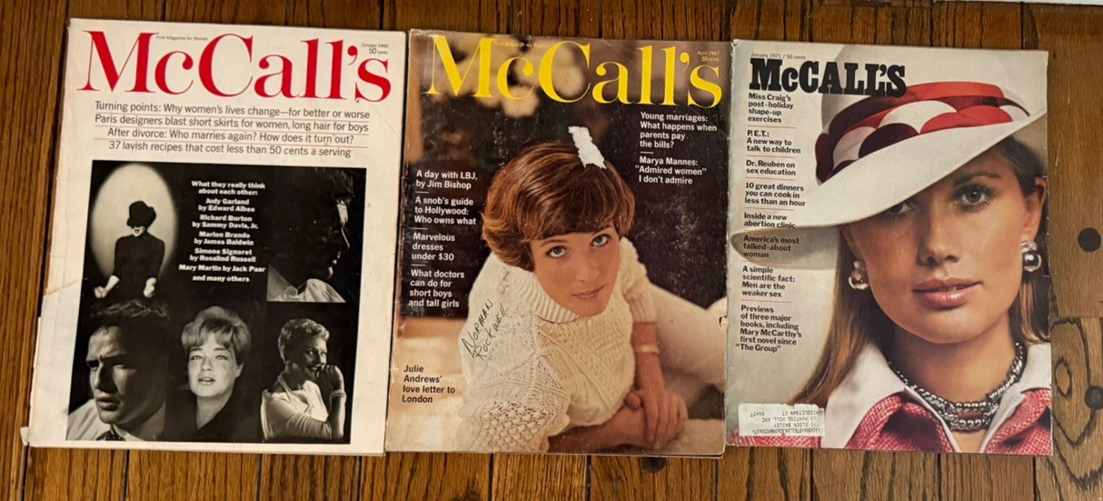 VINTAGE McCall\'s Magazines 1960s Lot of 3 Great Vintage Fashion Graphics & Ads